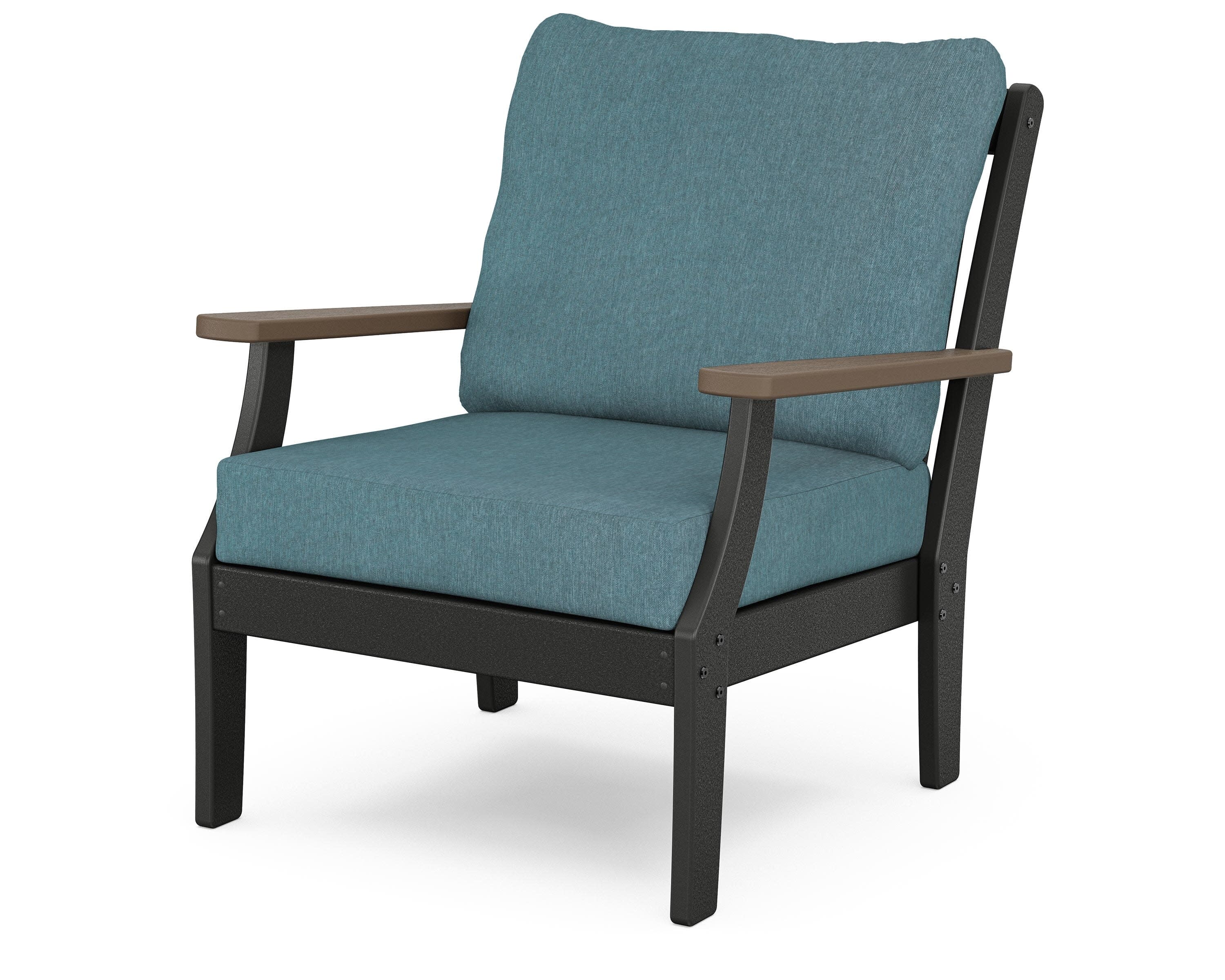 Braxton Deep Seating Chair in Black / Kona / Ocean Teal