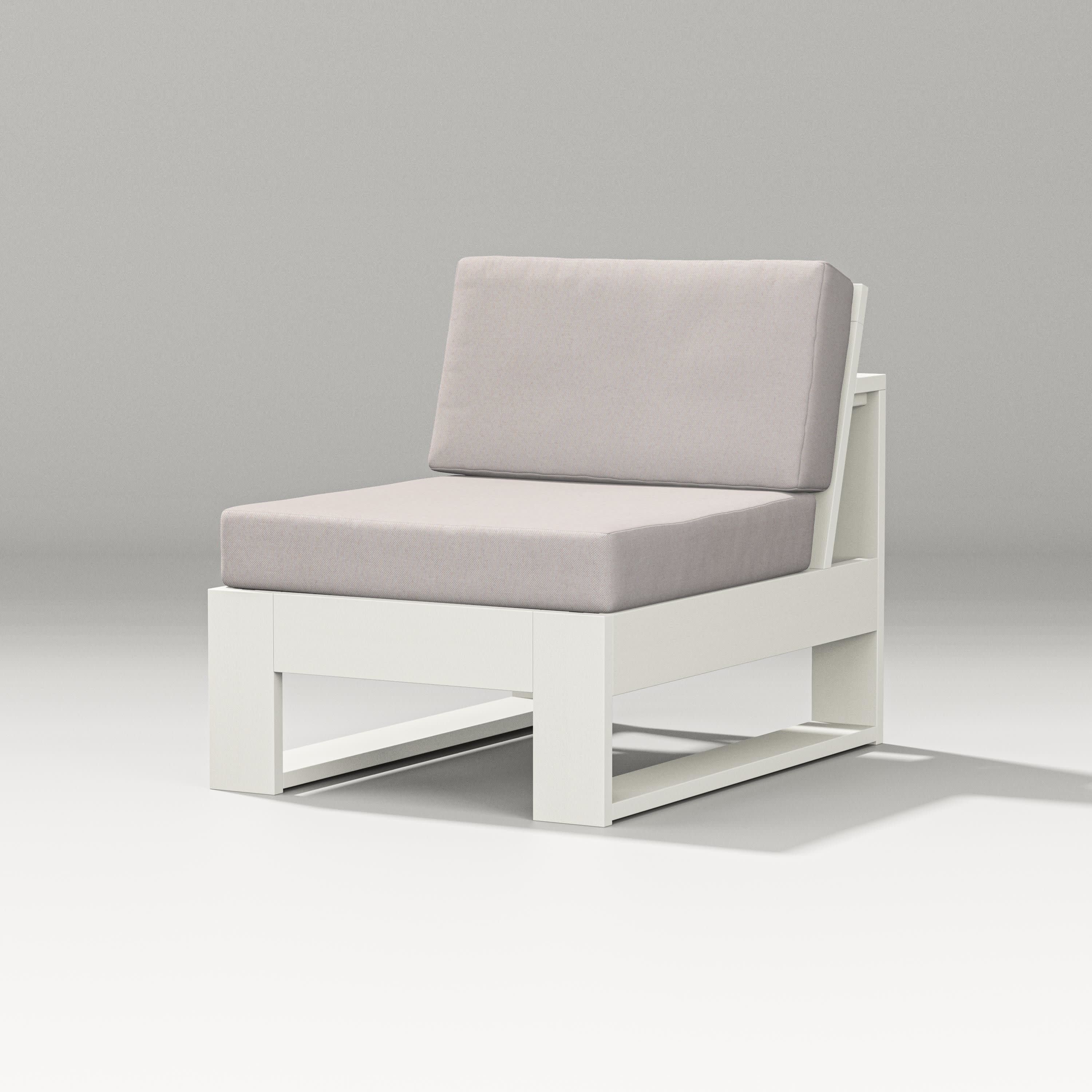 Latitude Modular Armless Chair in Vintage White / Dune Burlap