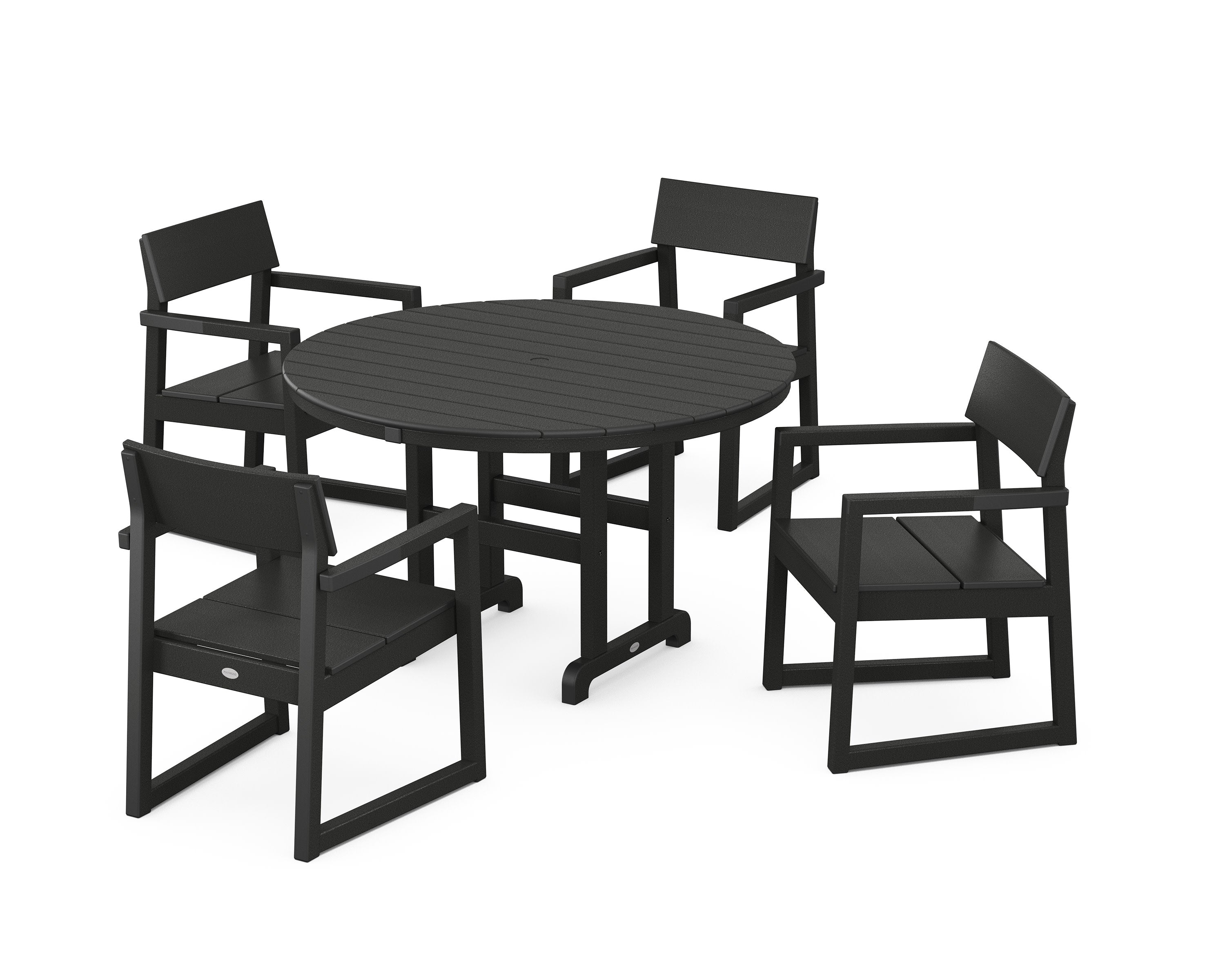 EDGE 5-Piece Round Farmhouse Dining Set in Black