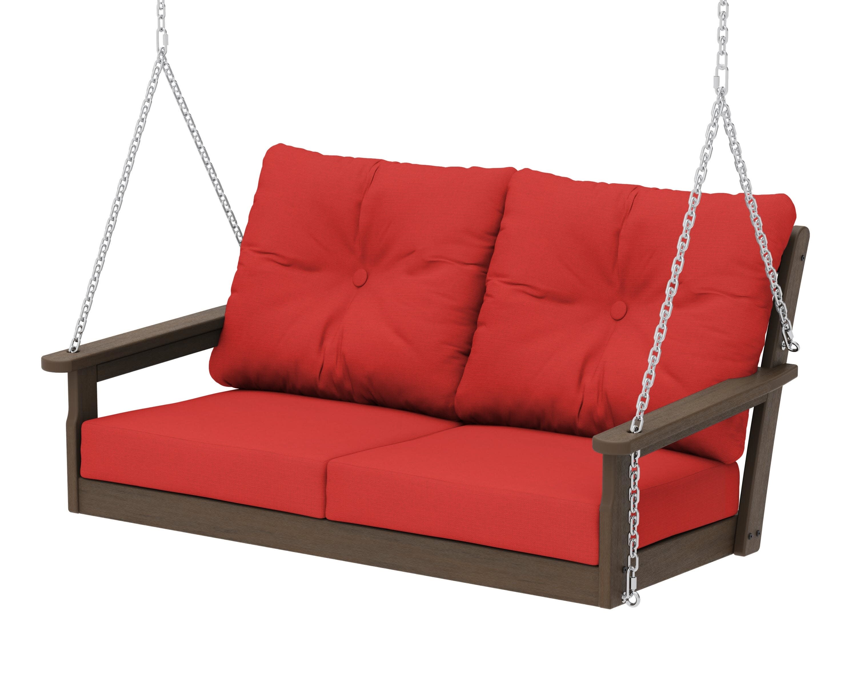 Vineyard Deep Seating Swing in Kona / Crimson Linen