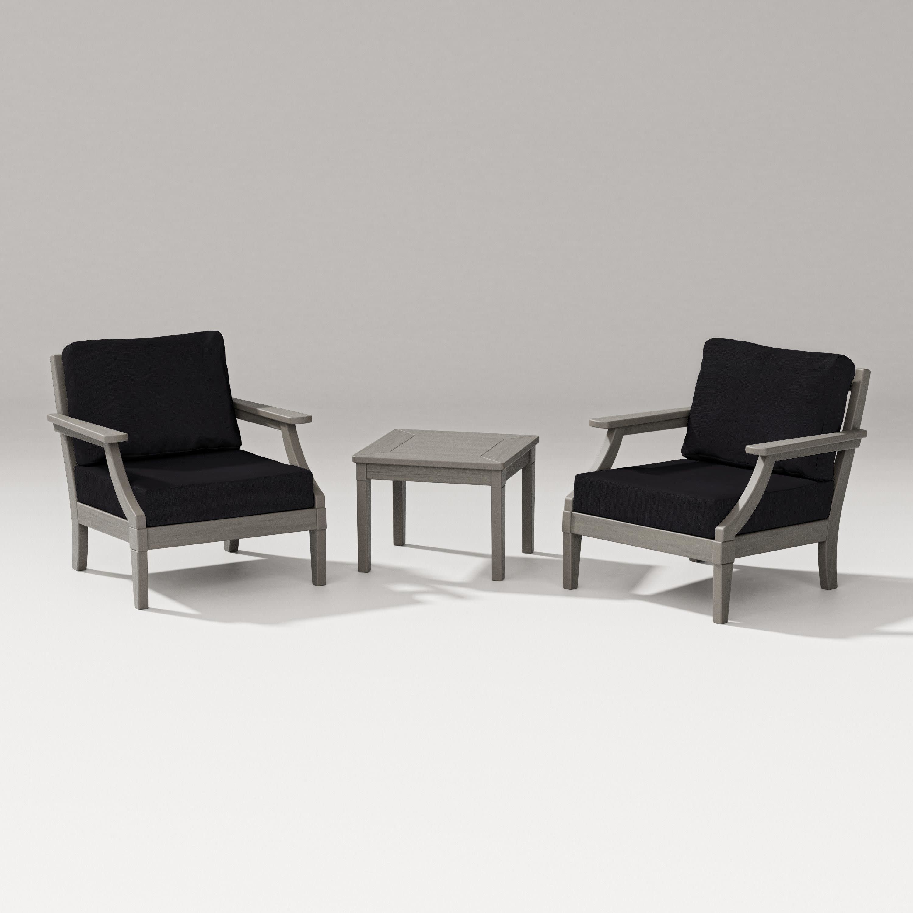Estate 3-Piece Lounge Chair Set in Driftwood / Midnight Linen