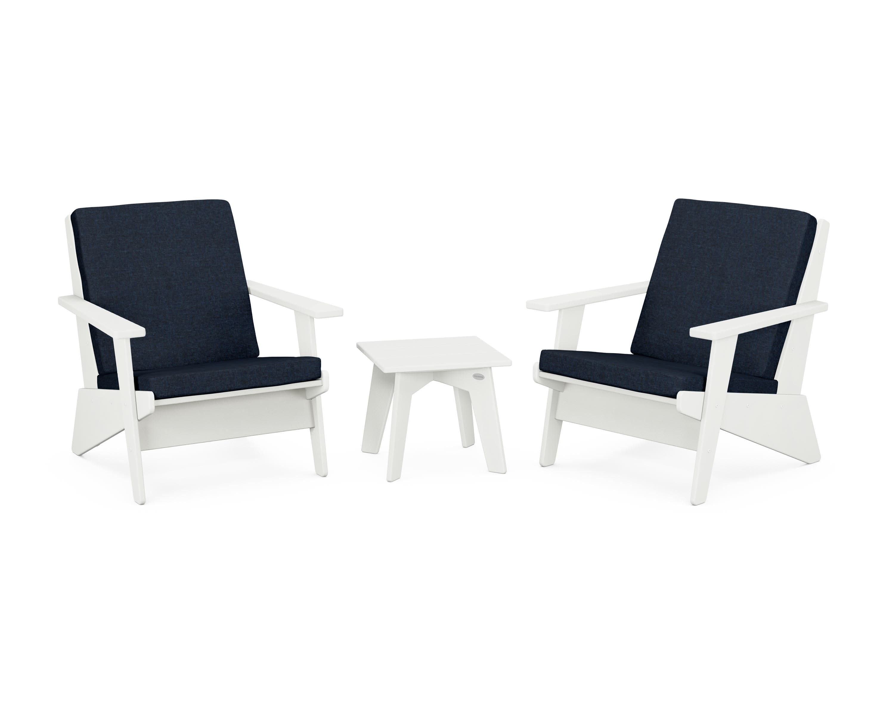 Riviera Modern Lounge 3-Piece Set in Vintage White / Marine Indigo