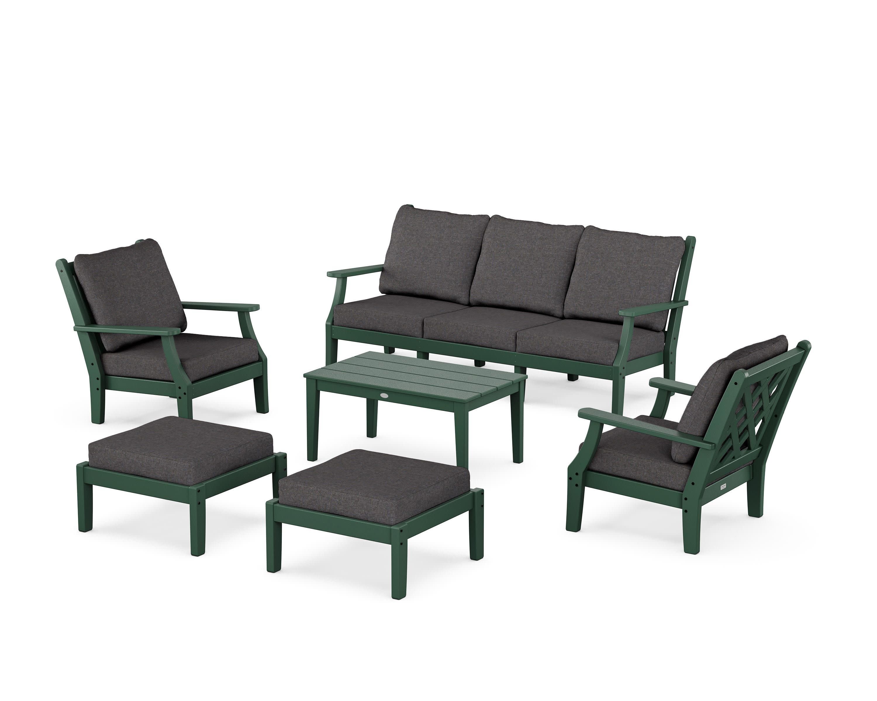 Wovendale 6-Piece Lounge Sofa Set in Green / Ash Charcoal