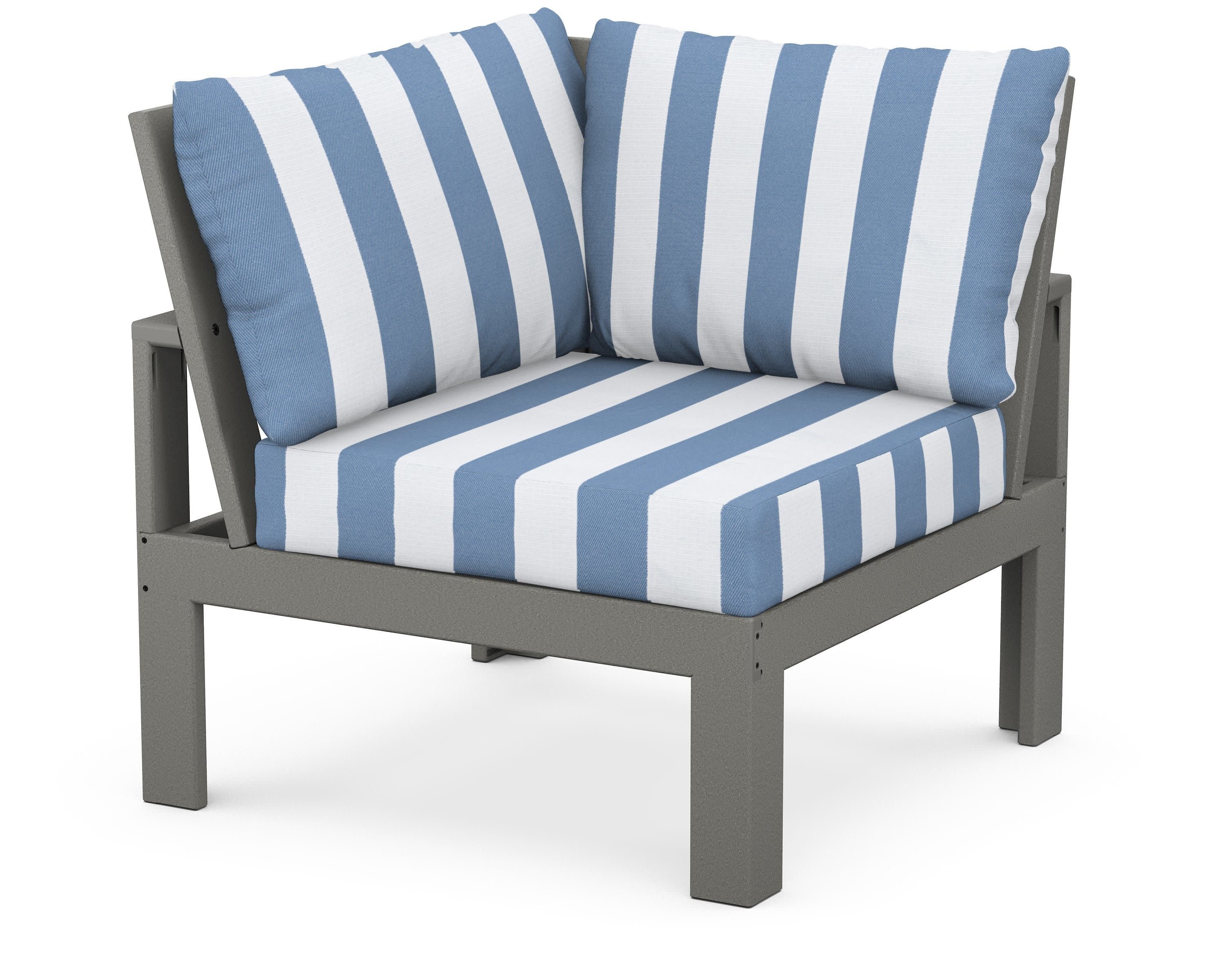 Modular Corner Chair in Slate Grey / Cabana Stripe Sky Blue