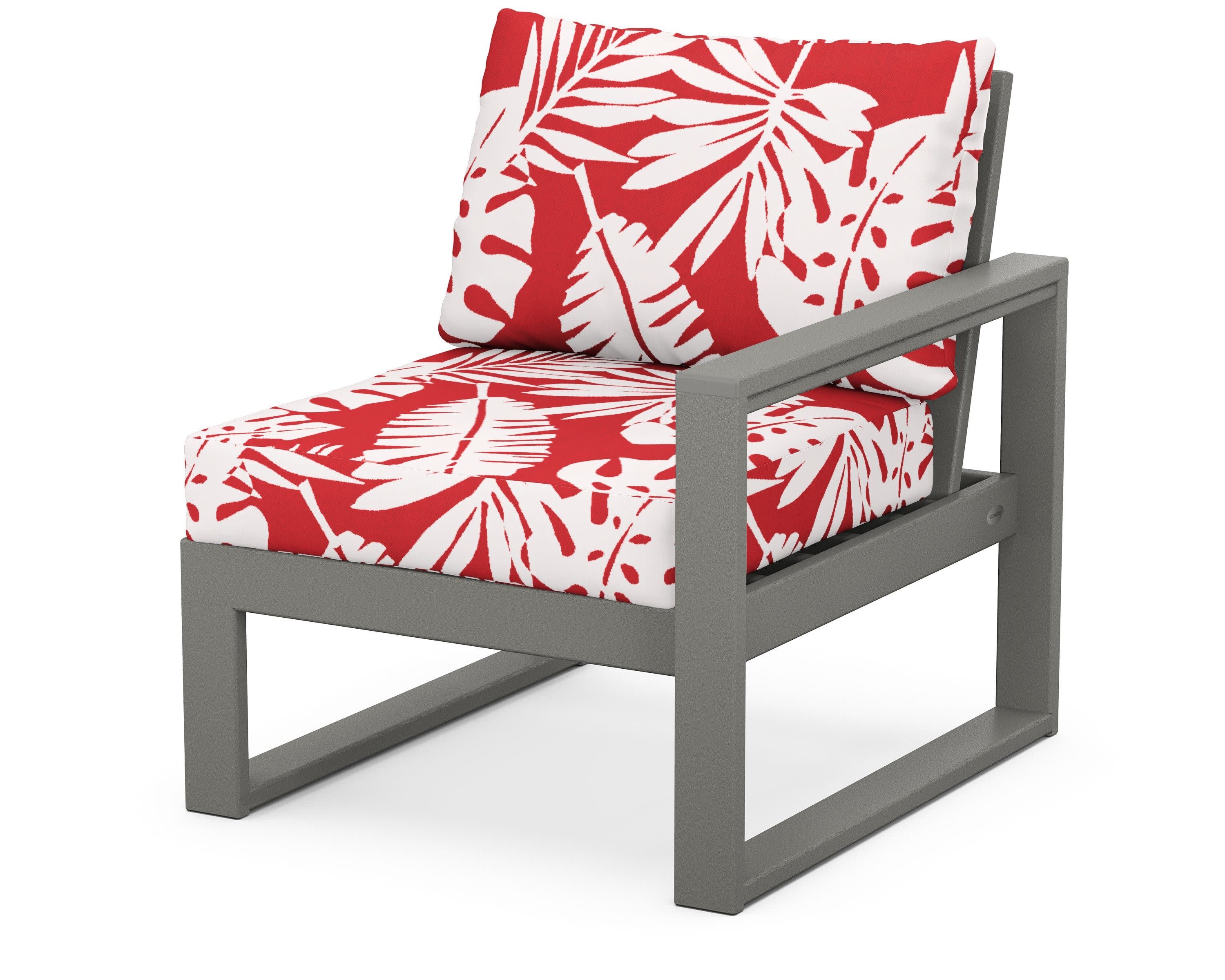 EDGE Modular Right Arm Chair in Slate Grey / Leaf Crimson