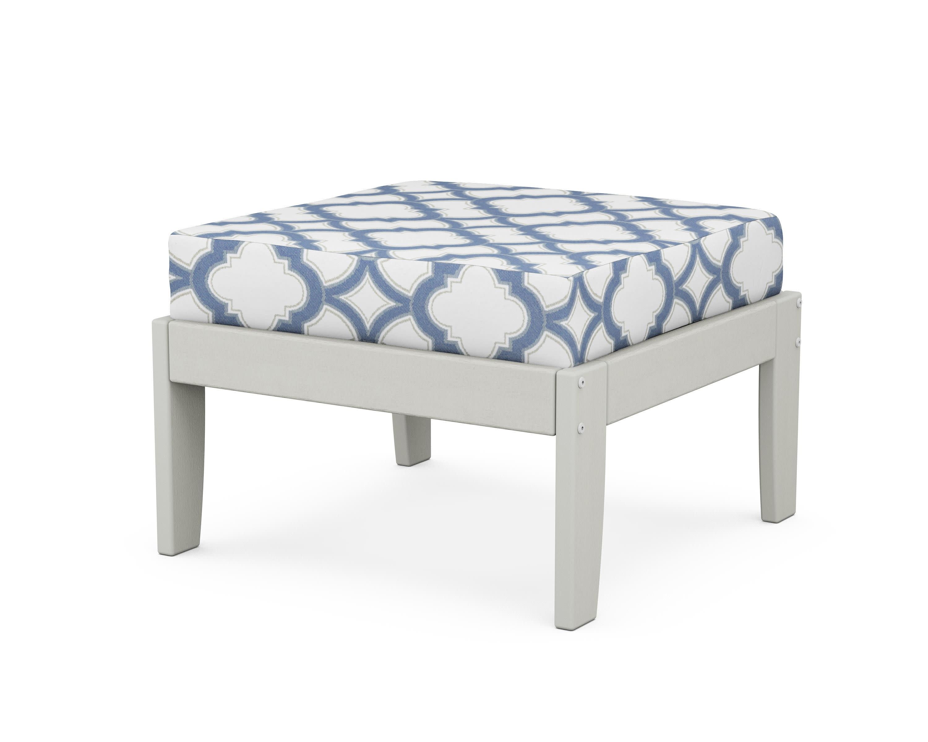 Modular Ottoman - Classic in Vintage White / Trellis Sky Blue