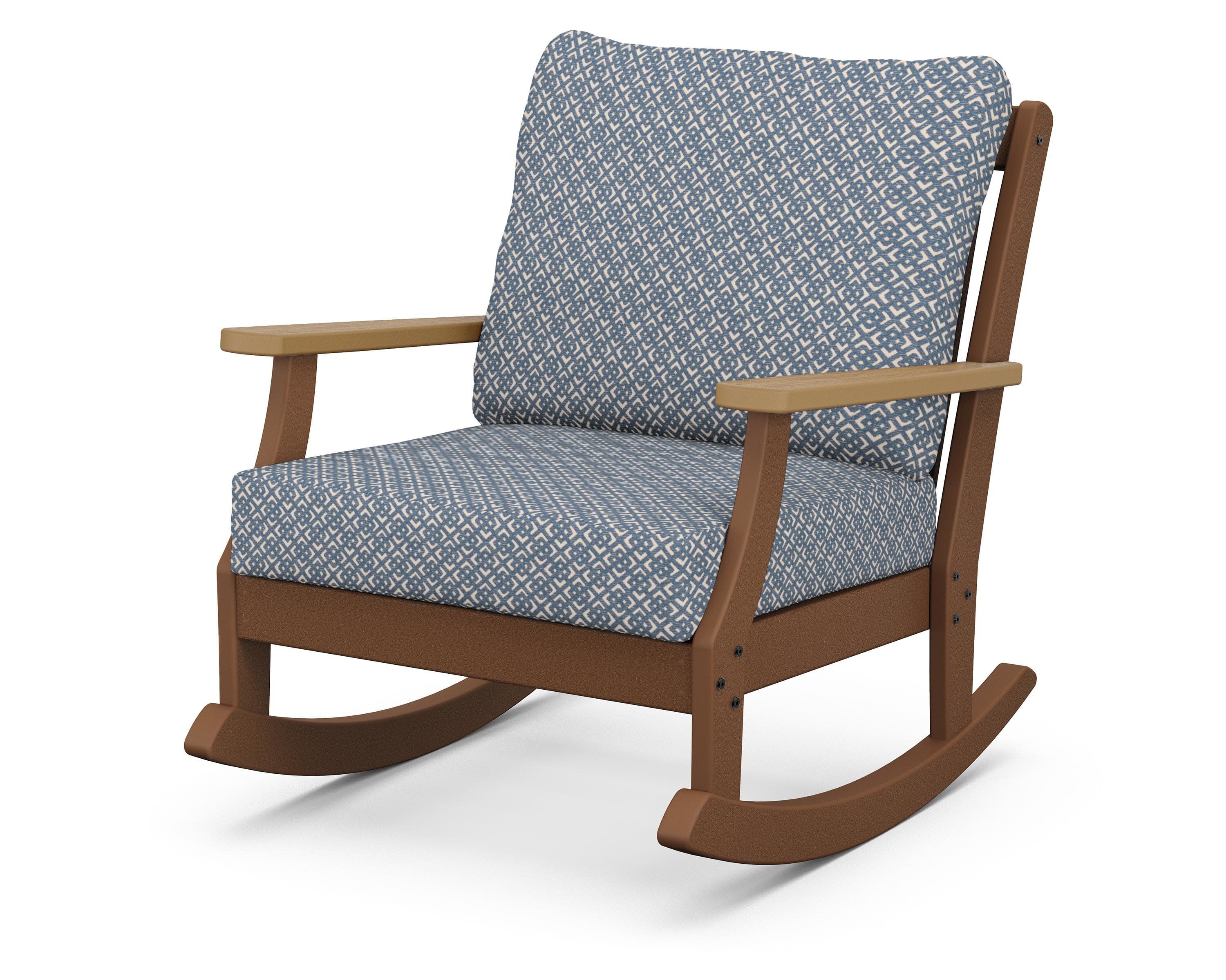 Braxton Deep Seating Rocking Chair in Teak / Natural / Hopscotch