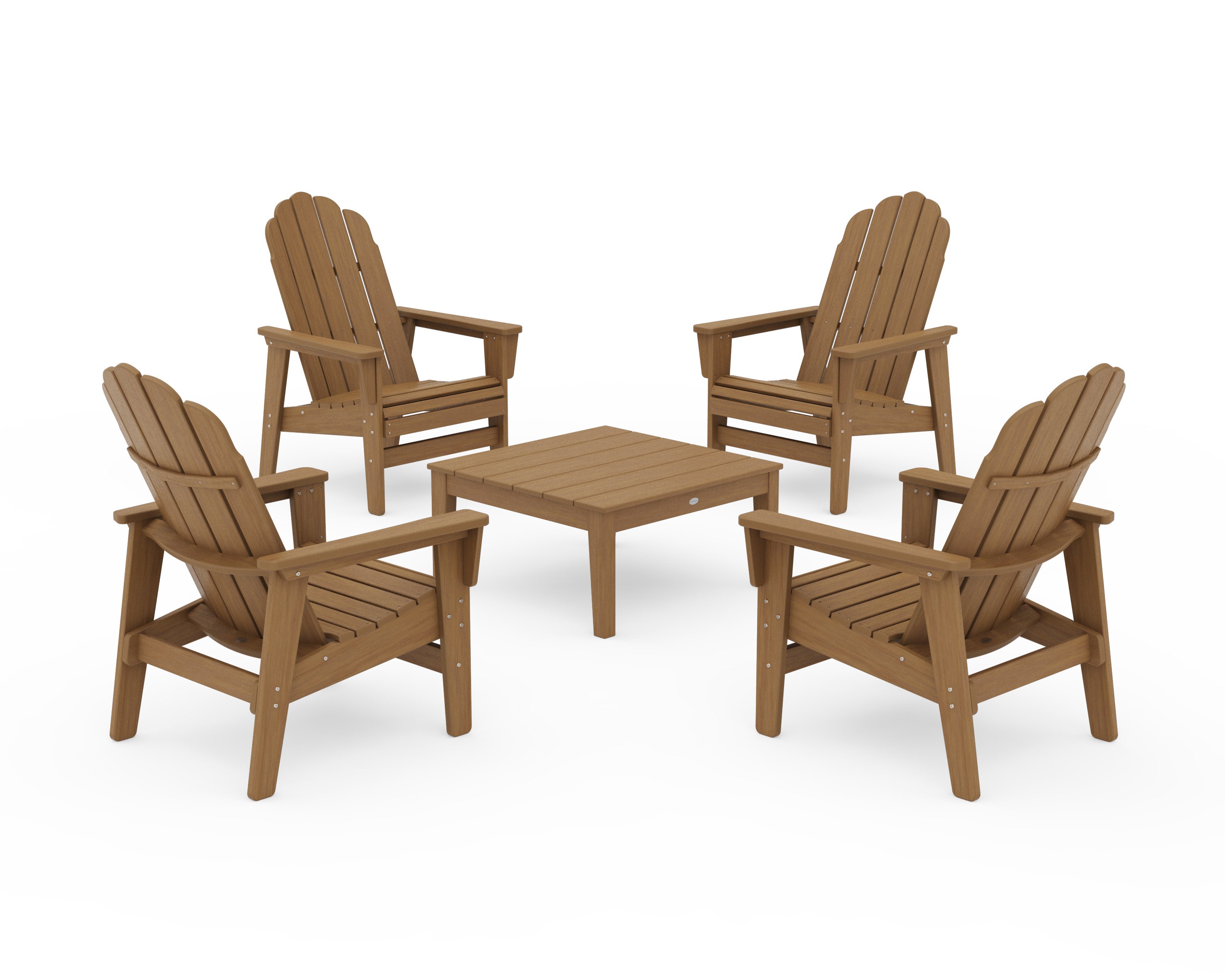 5-Piece Vineyard Grand Upright Adirondack Chair Conversation Group in Natural