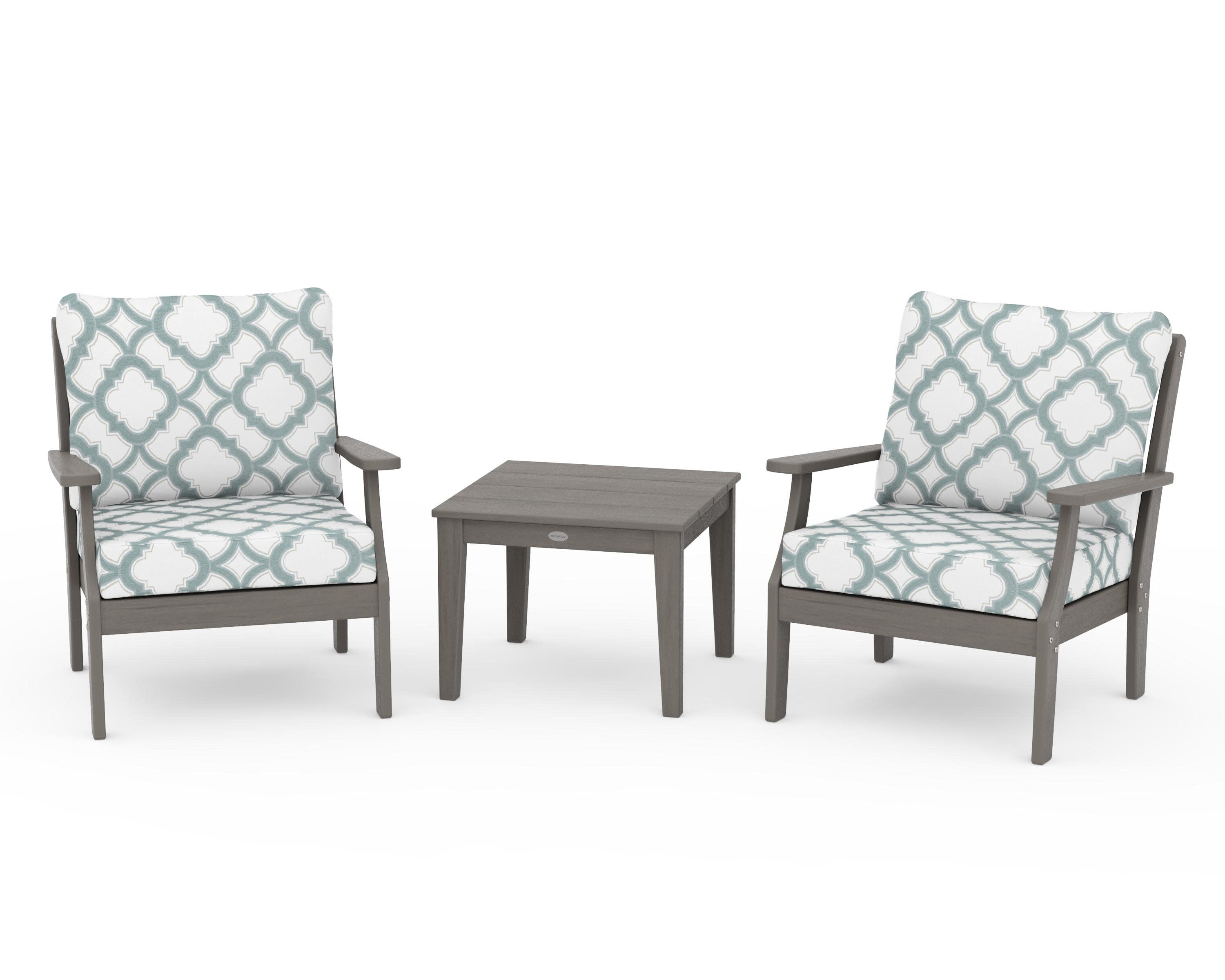 Braxton 3-Piece Deep Seating Set in Driftwood / Trellis Glacier Spa