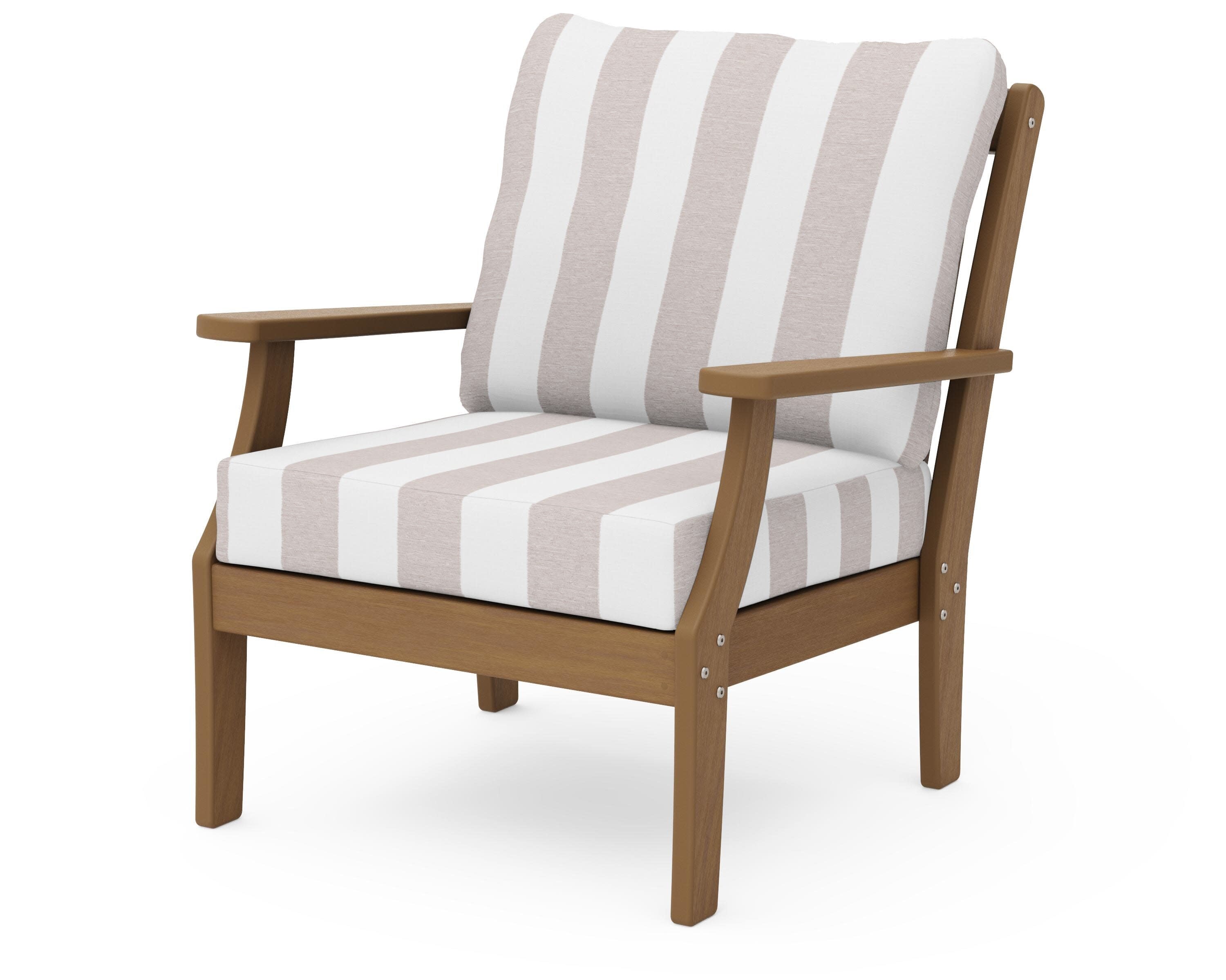 Braxton Deep Seating Chair in Natural / Cabana Stripe Dune Burlap