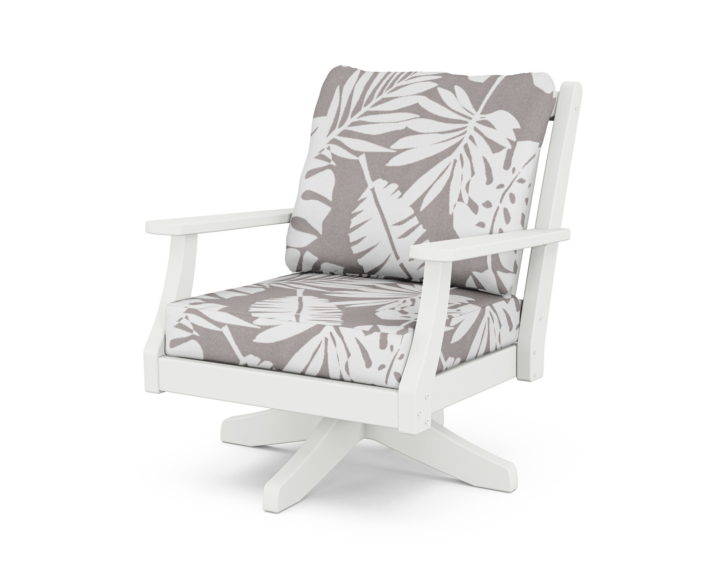 Wovendale Deep Seating Swivel Chair in White / Leaf Grey Mist