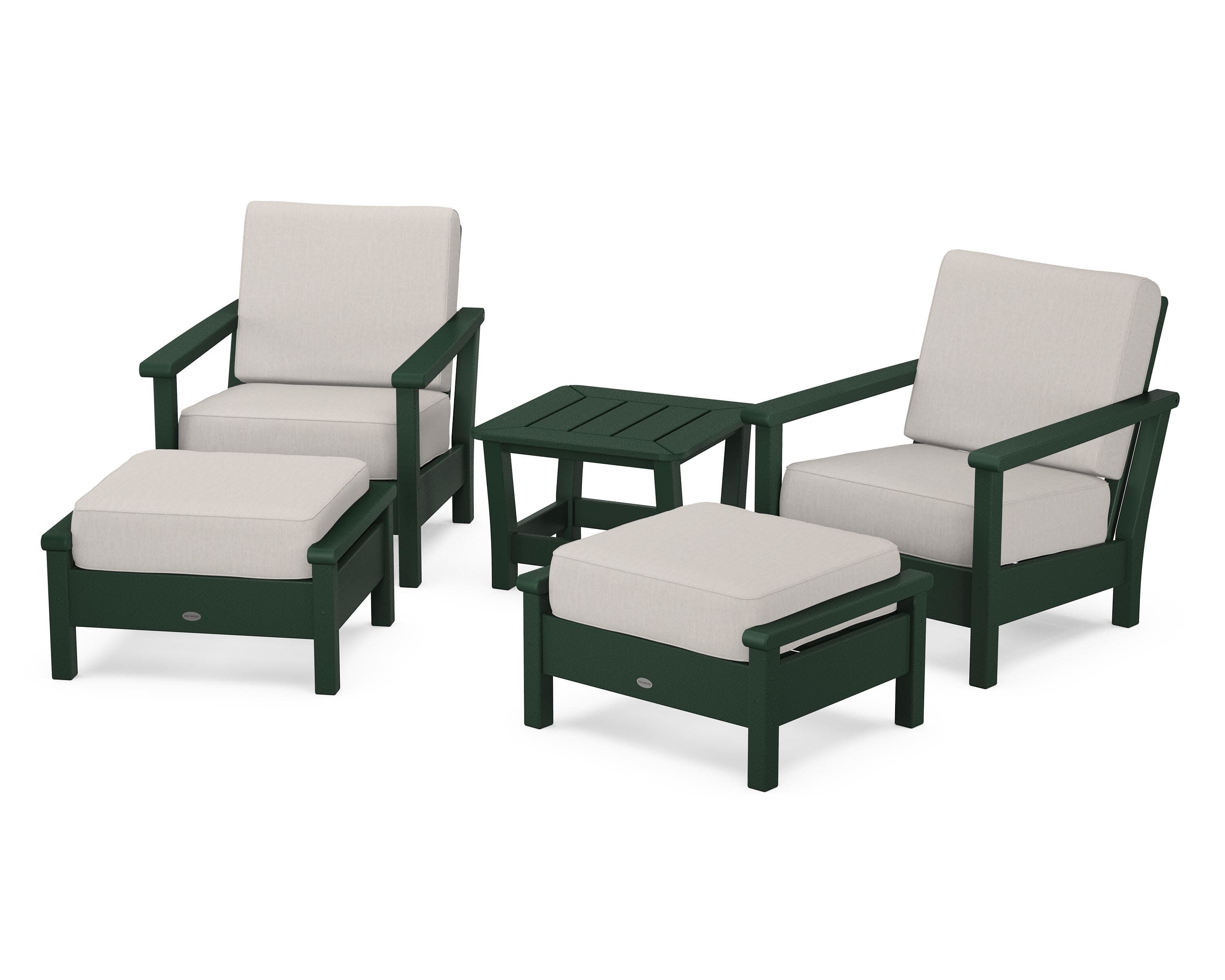 Harbour 5-Piece Deep Seating Chair Set in Green / Cast Ash