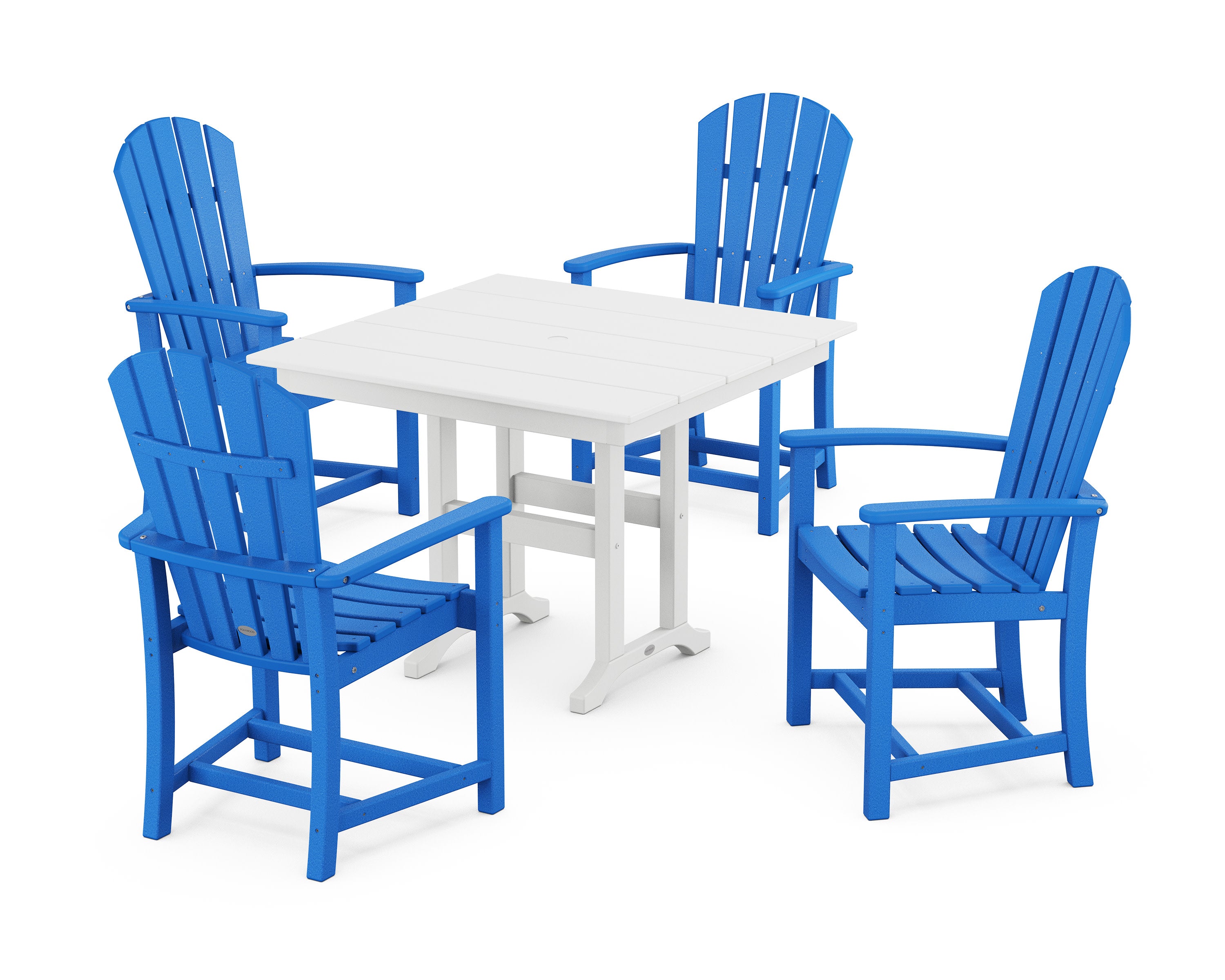 Palm Coast 5-Piece Farmhouse Dining Set in Pacific Blue / White