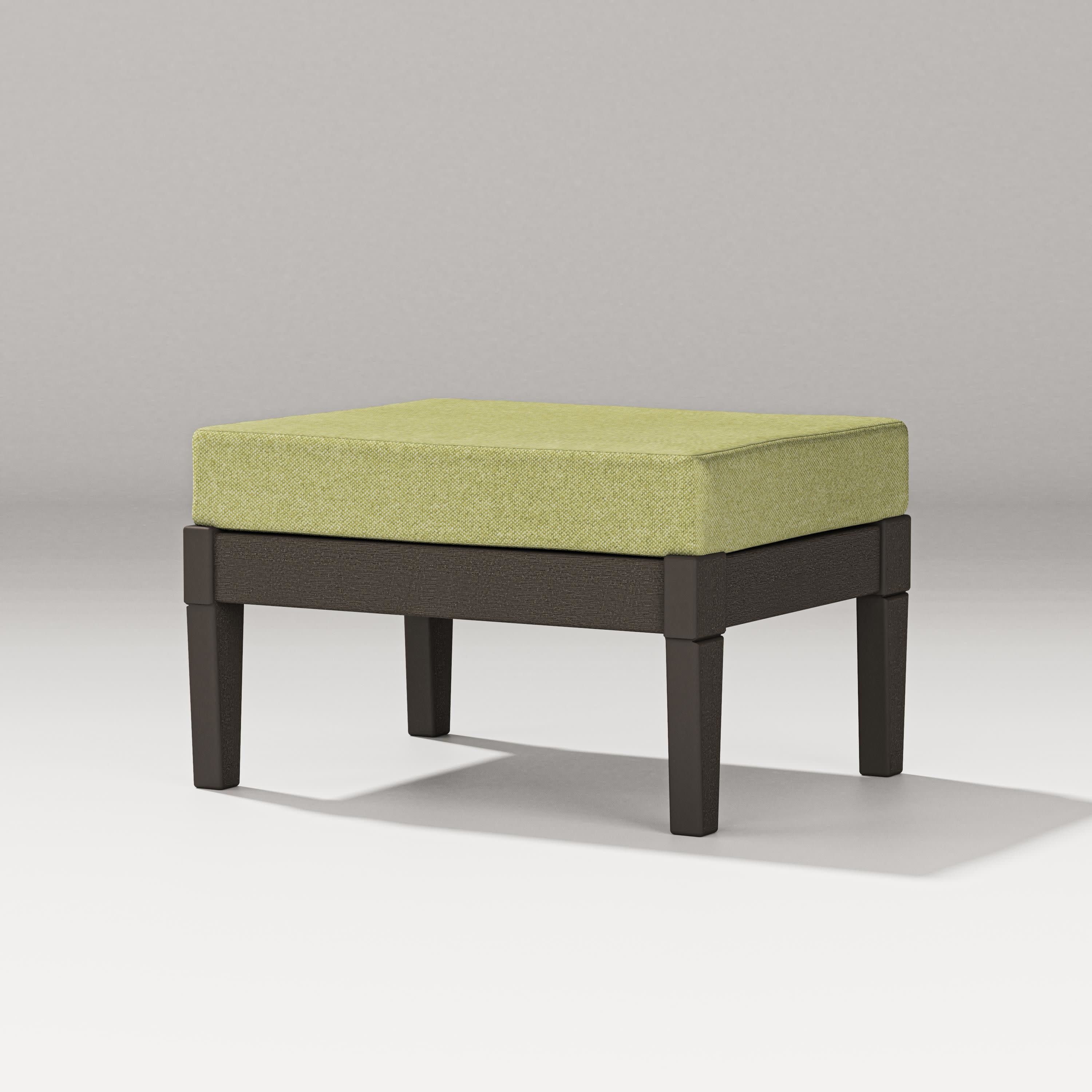 Estate Lounge Ottoman in Vintage Coffee / Chartreuse Boucle