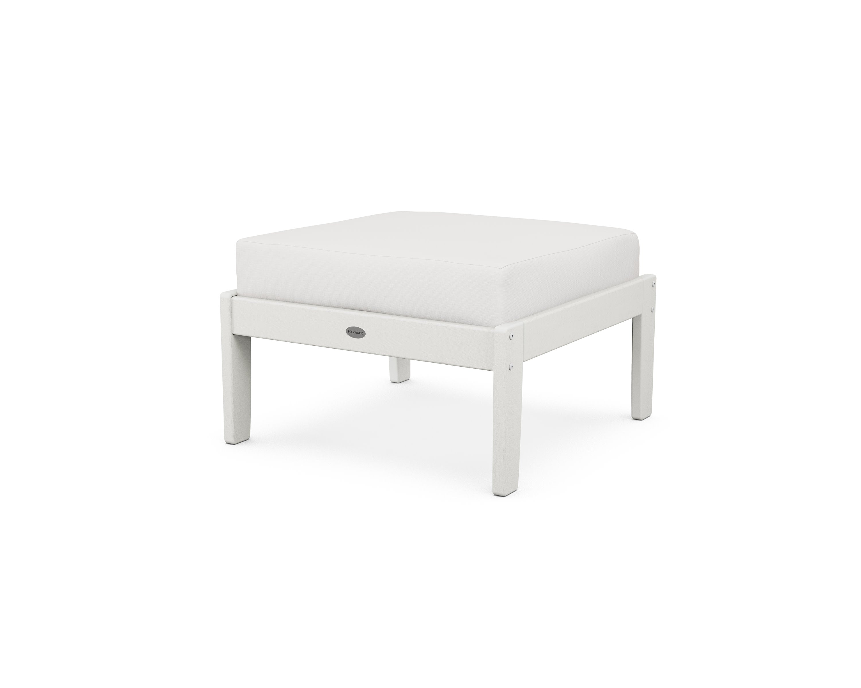 Braxton Deep Seating Ottoman in Vintage White / Natural Linen