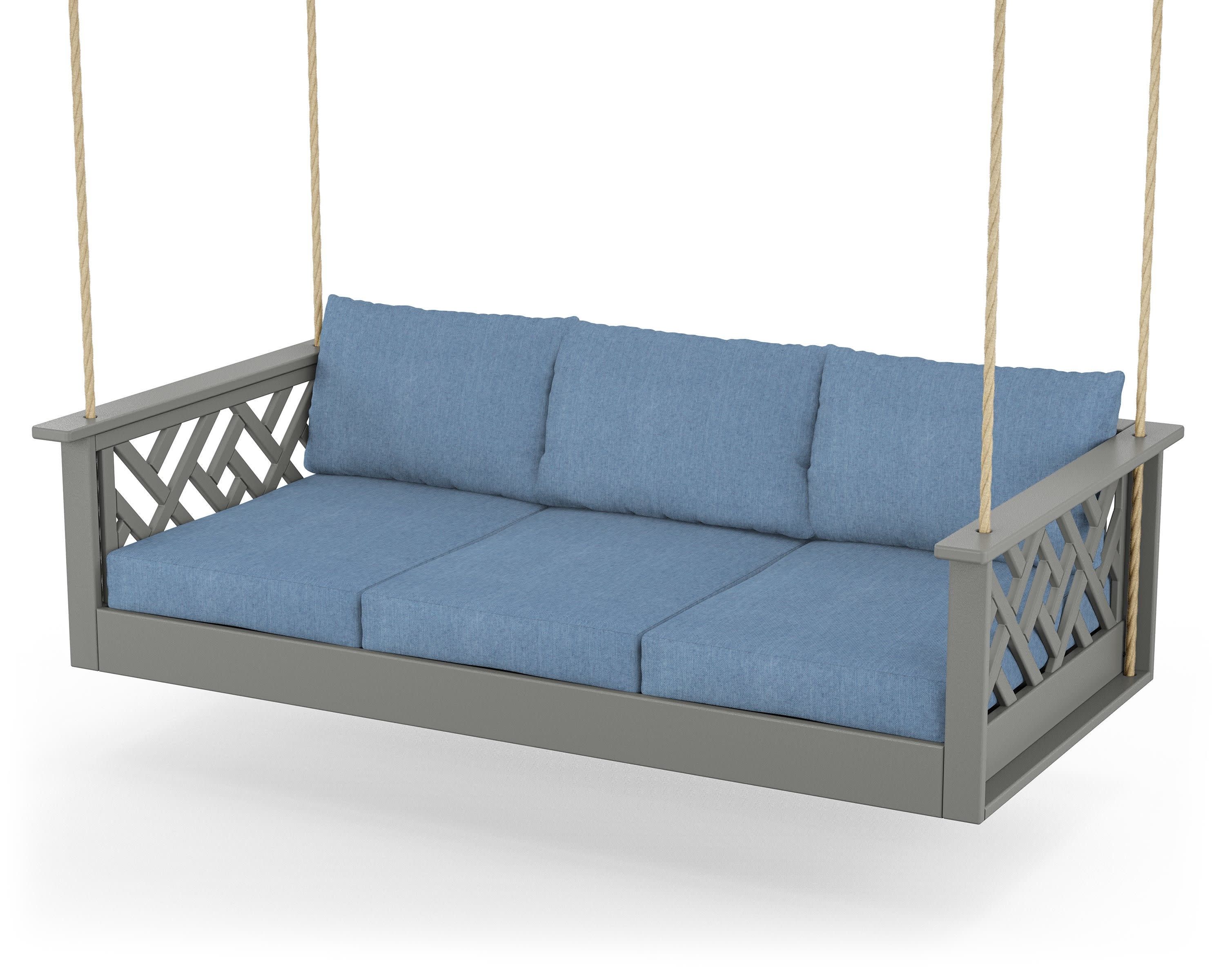 Chippendale Daybed Swing in Slate Grey / Sky Blue