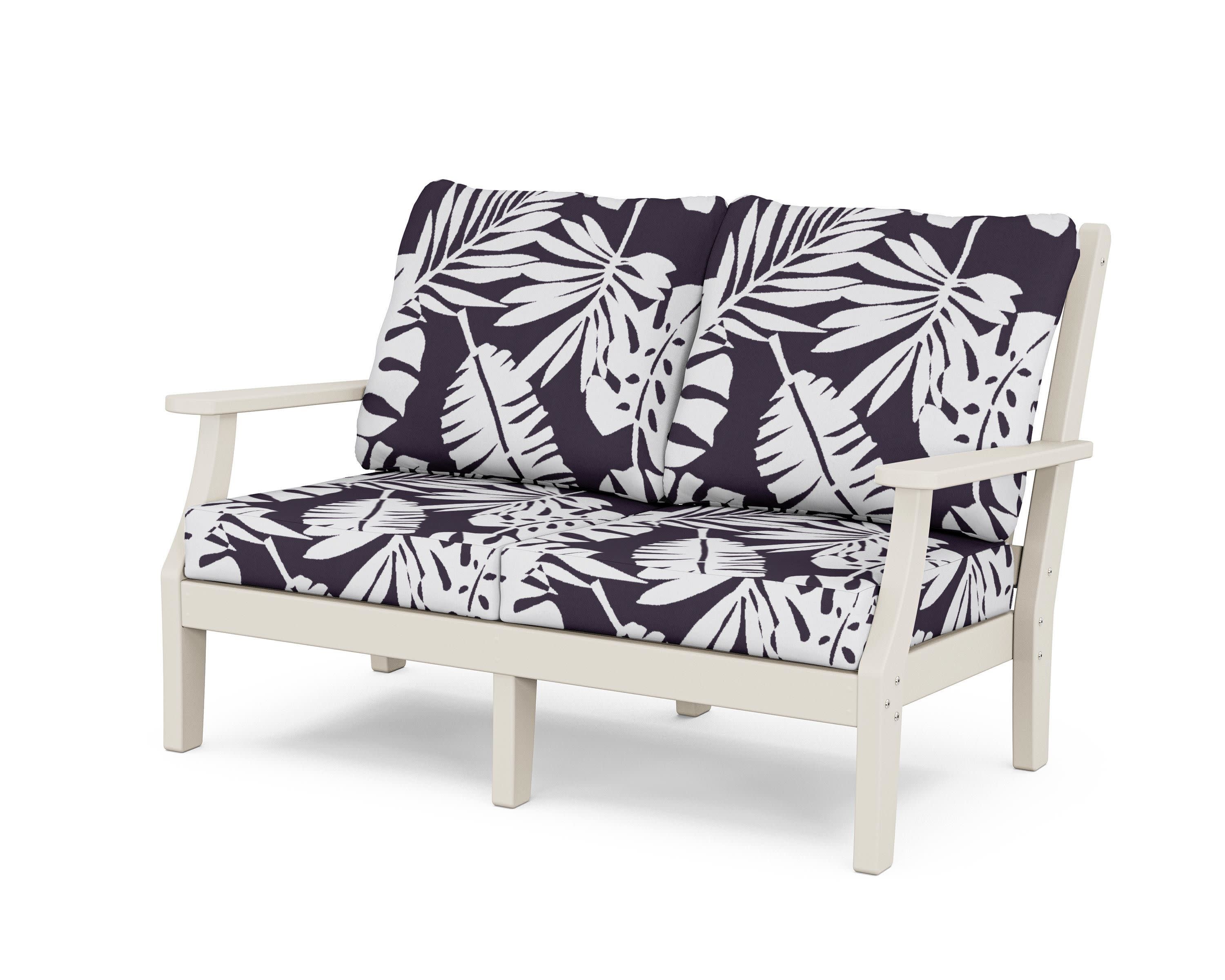 Wovendale Deep Seating Loveseat in Sand / Leaf Navy