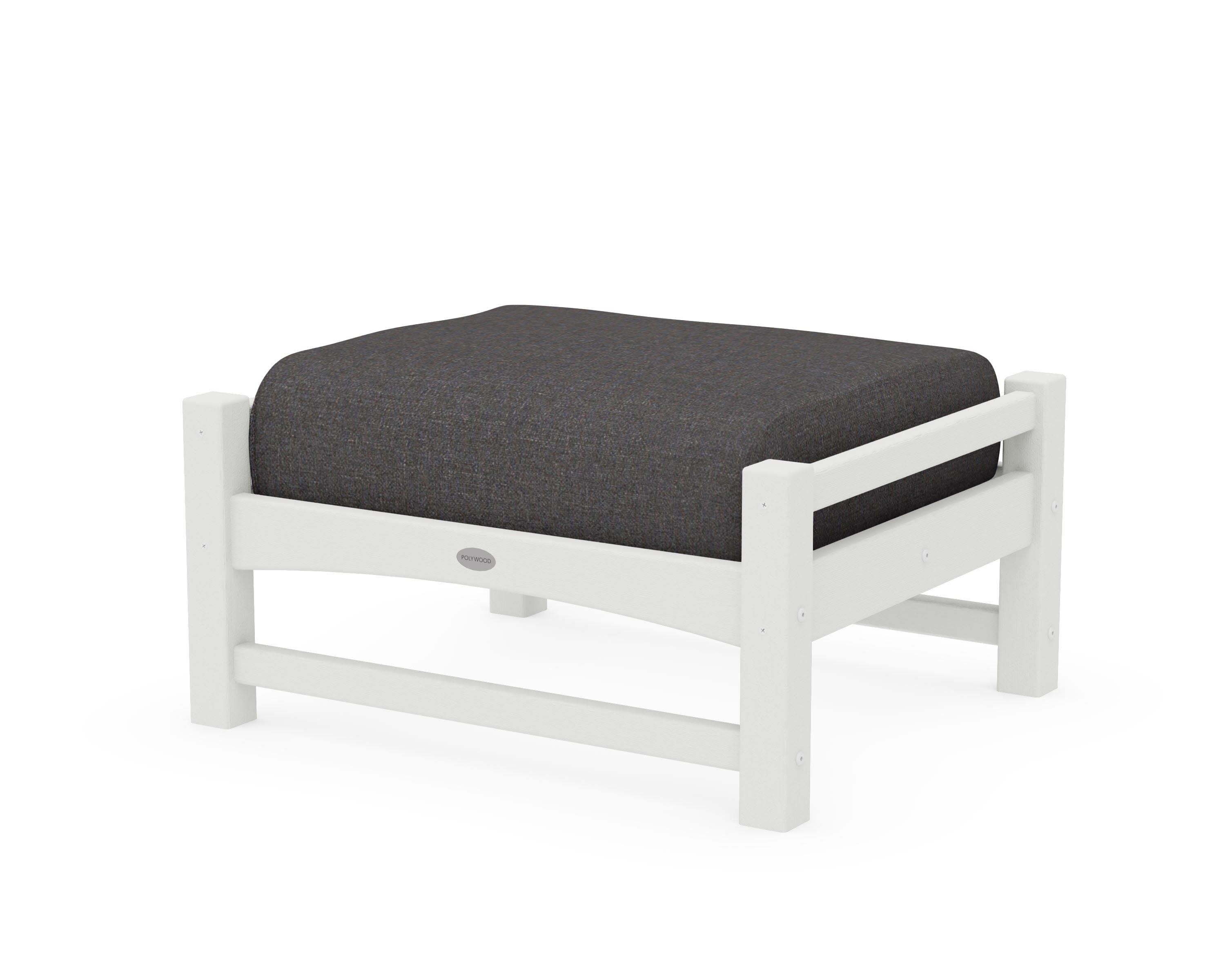Club Ottoman in Vintage White / Ash Charcoal