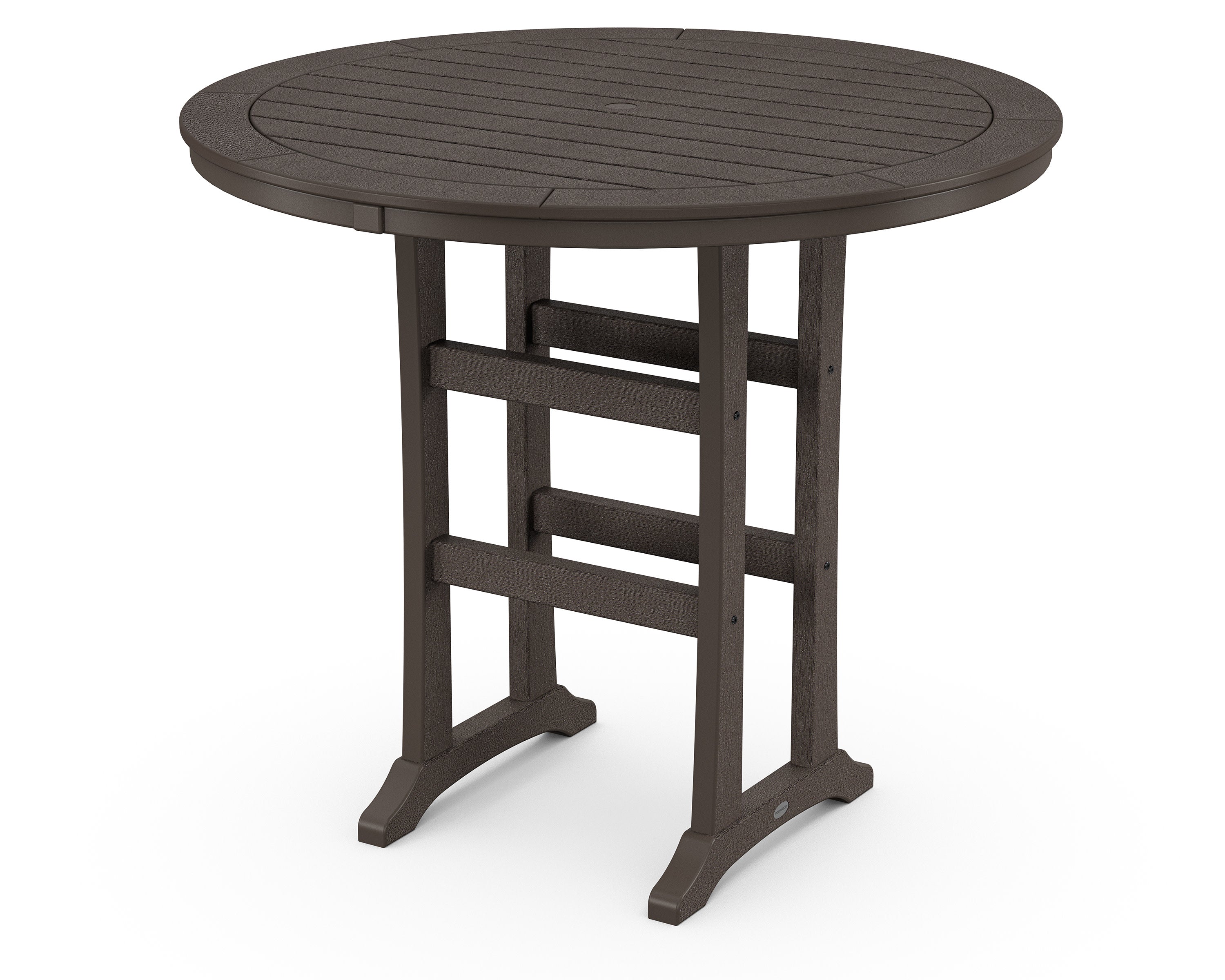 Nautical Trestle 48" Round Bar Table in Vintage Coffee