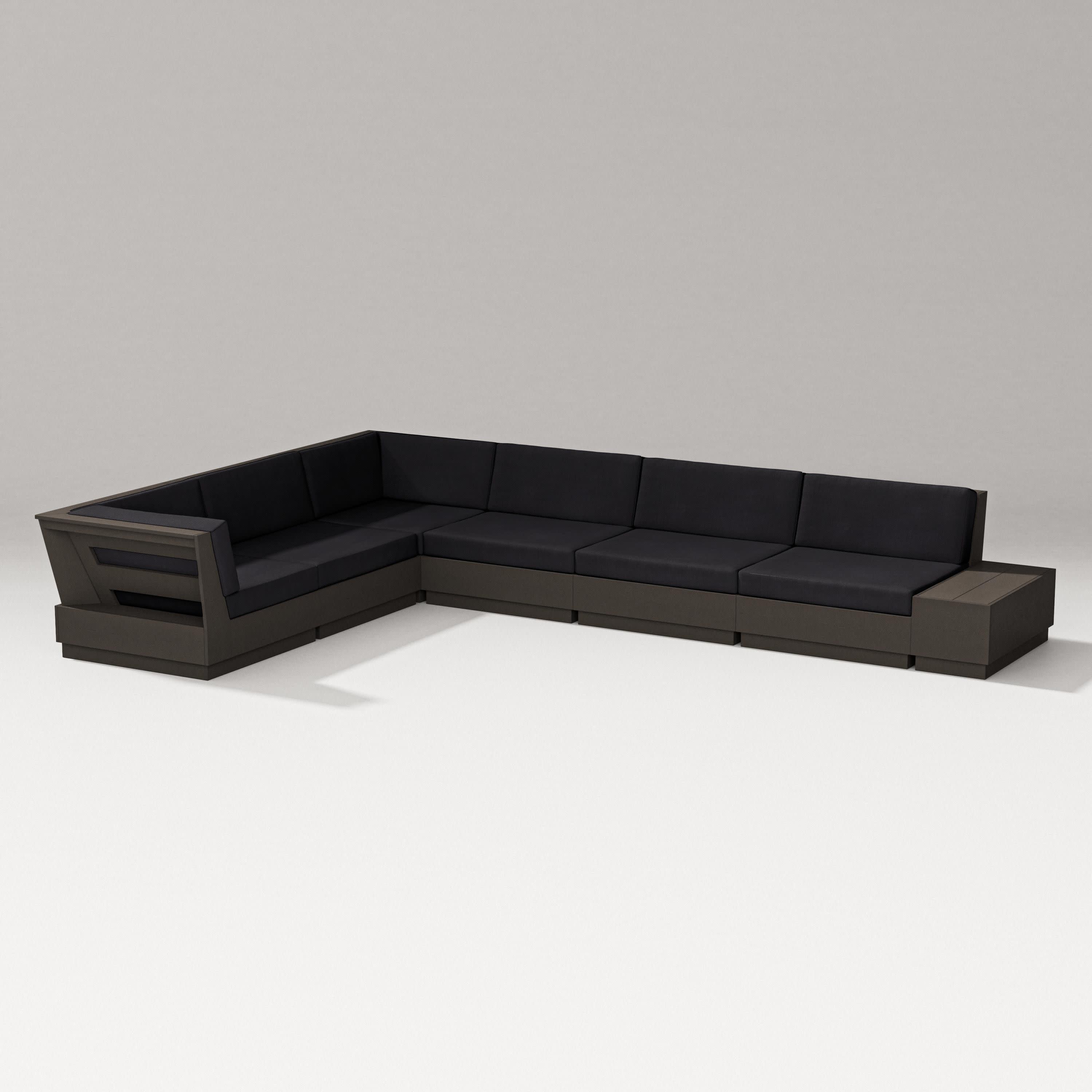 Elevate 7-Piece Corner Sectional in Vintage Coffee / Midnight Linen