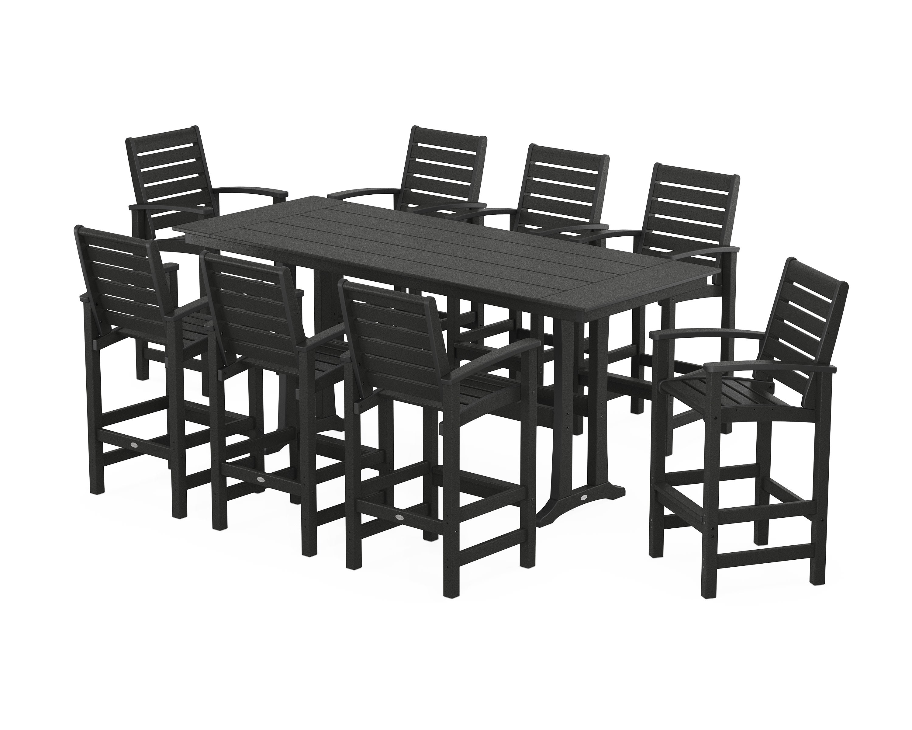 Signature 9-Piece Farmhouse Bar Set with Trestle Legs in Black