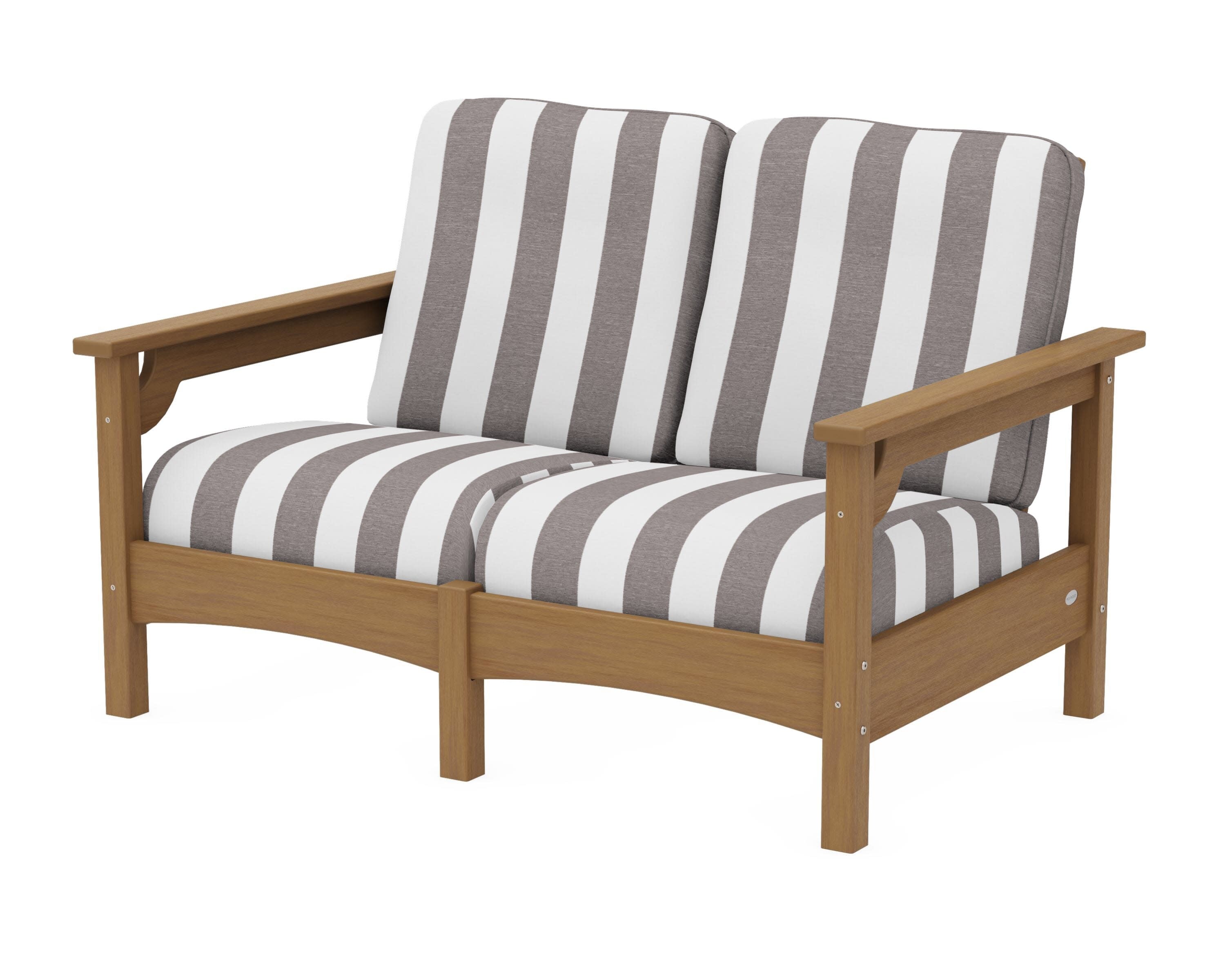 Club Loveseat in Natural / Cabana Stripe Grey Mist