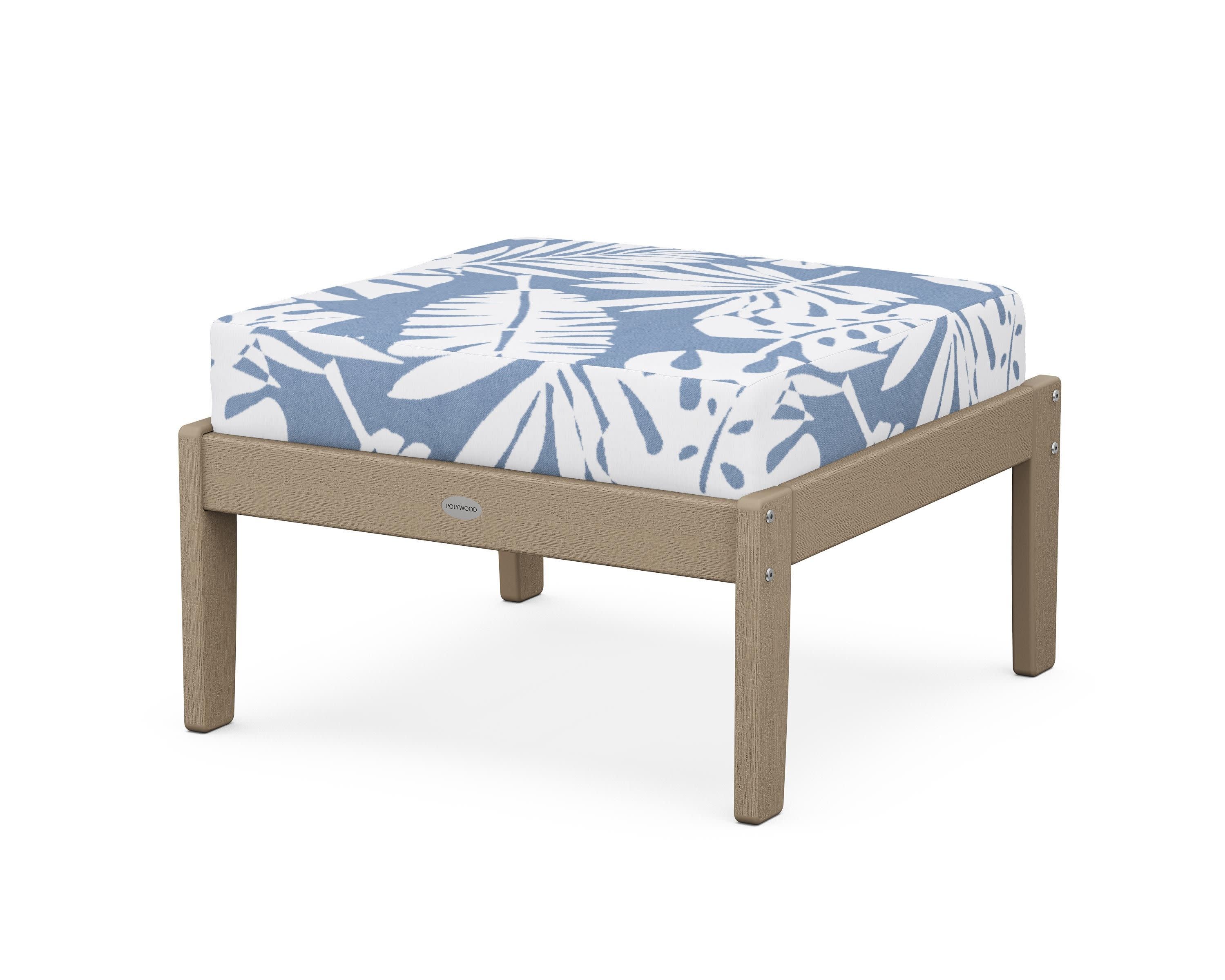 Braxton Deep Seating Ottoman in Vintage Sahara / Leaf Sky Blue