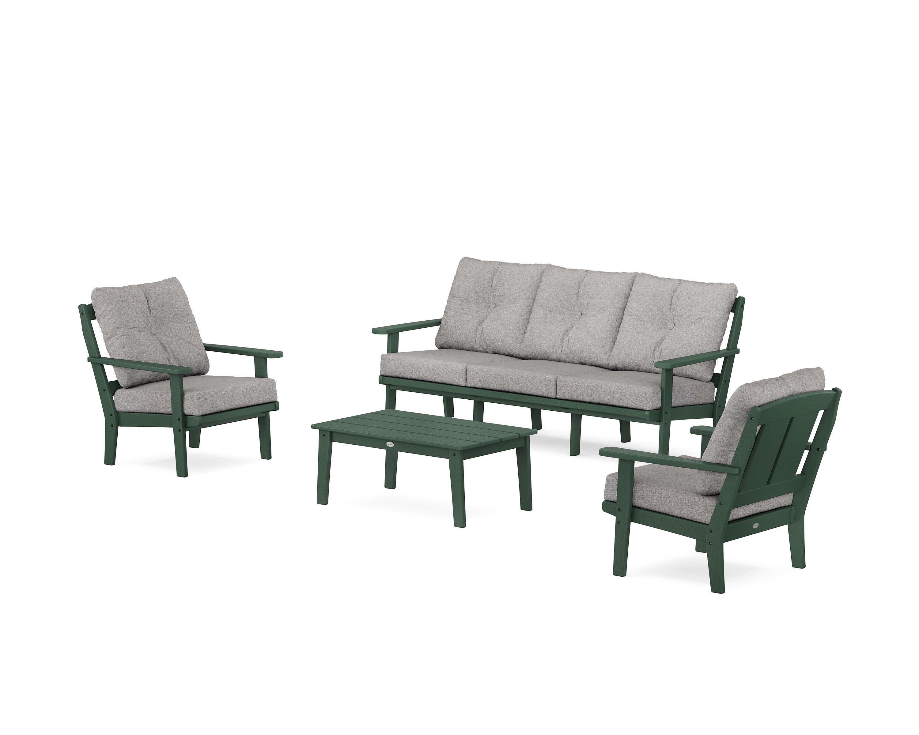 Mission 4-Piece Deep Seating Set with Sofa in Green / Grey Mist