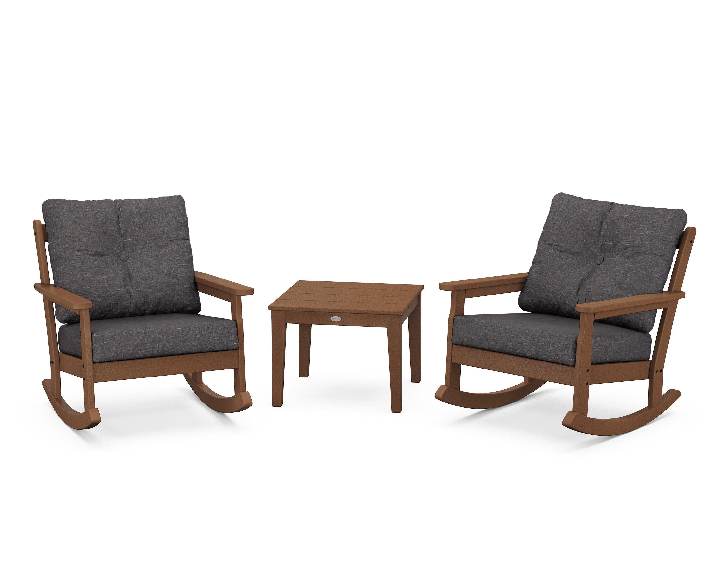 Vineyard 3-Piece Deep Seating Rocker Set in Teak / Ash Charcoal