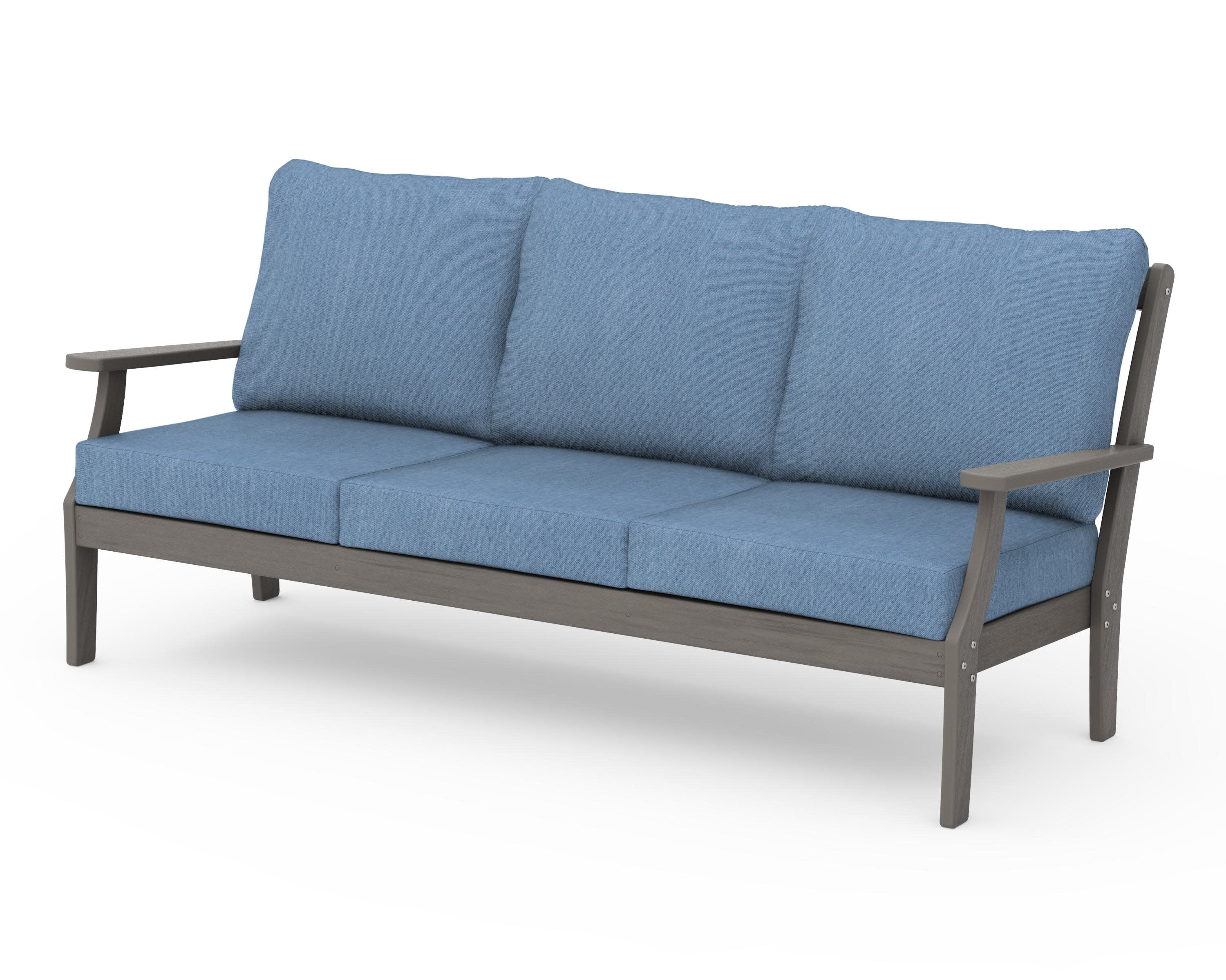 Braxton Deep Seating Sofa in Driftwood / Sky Blue