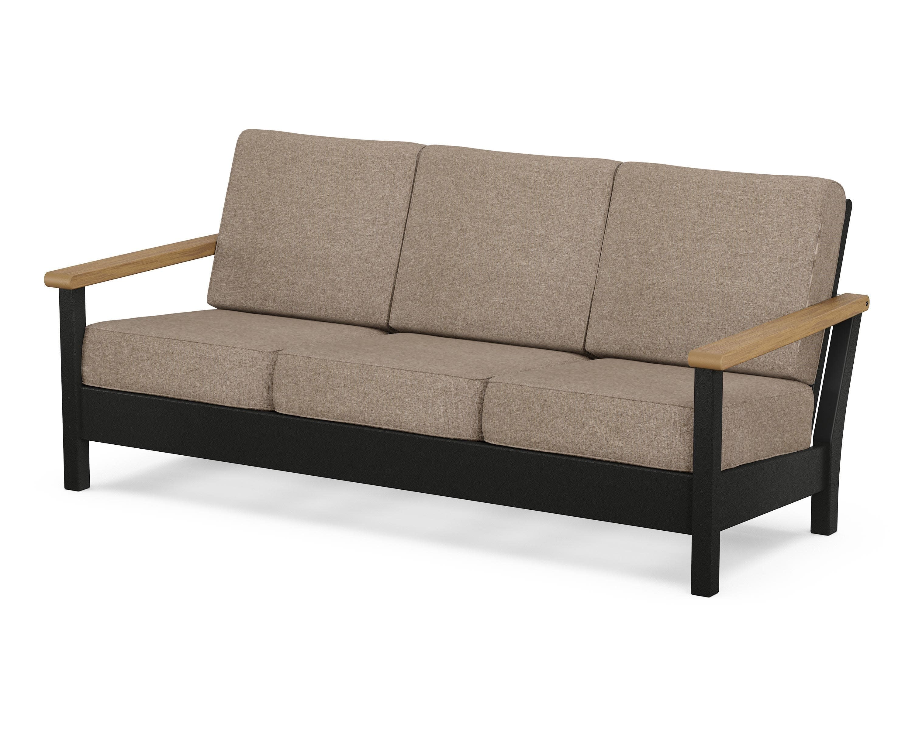 Harbour Deep Seating Sofa in Black / Natural / Spiced Burlap