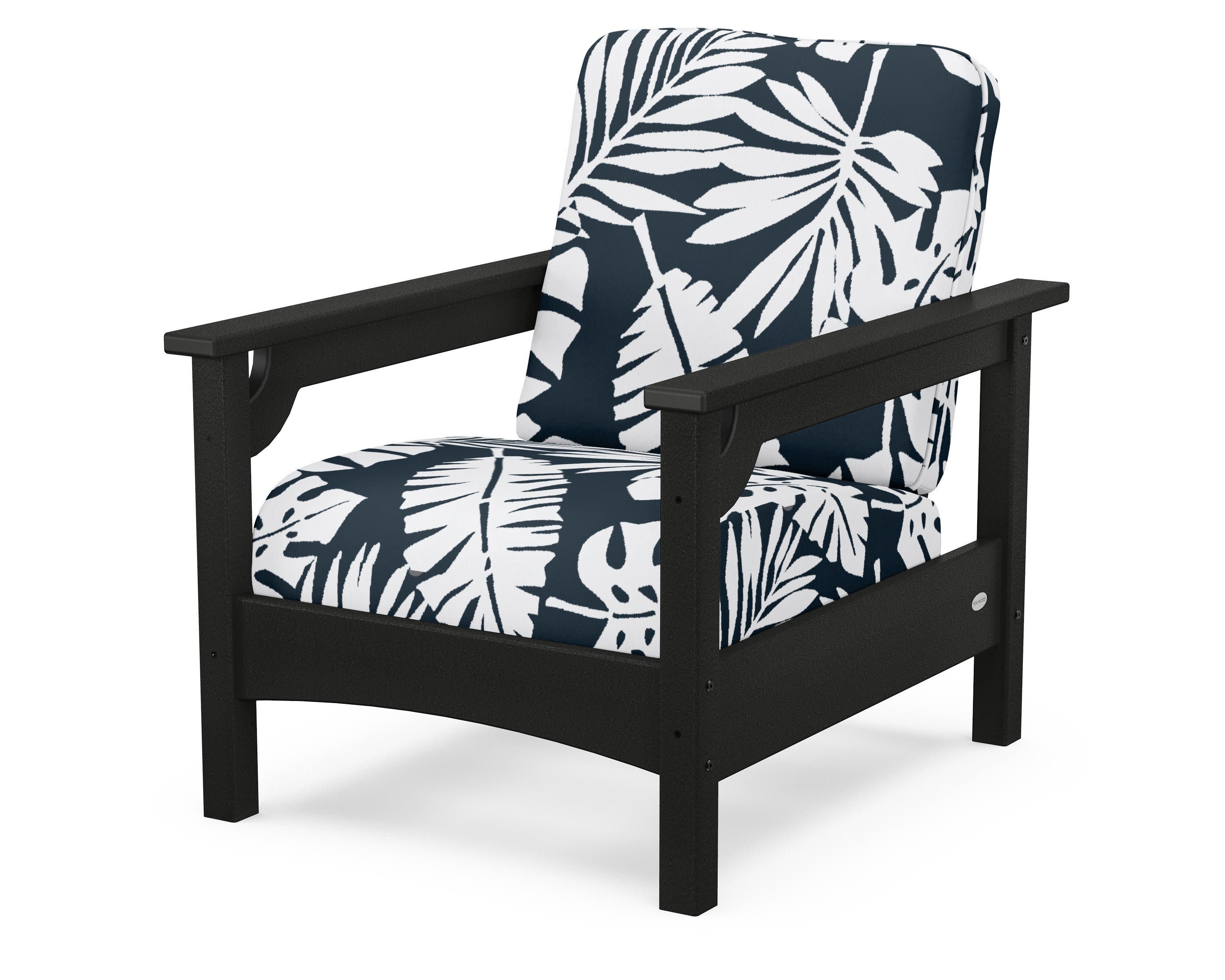 Club Chair in Black / Leaf Marine Indigo