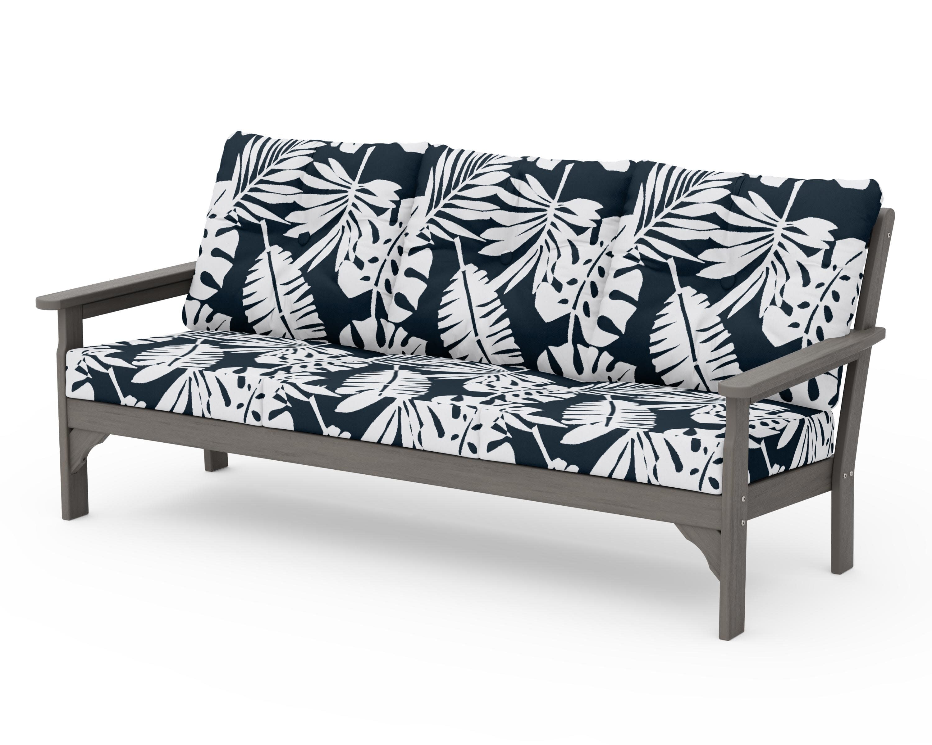 Vineyard Deep Seating Sofa in Driftwood / Leaf Marine Indigo