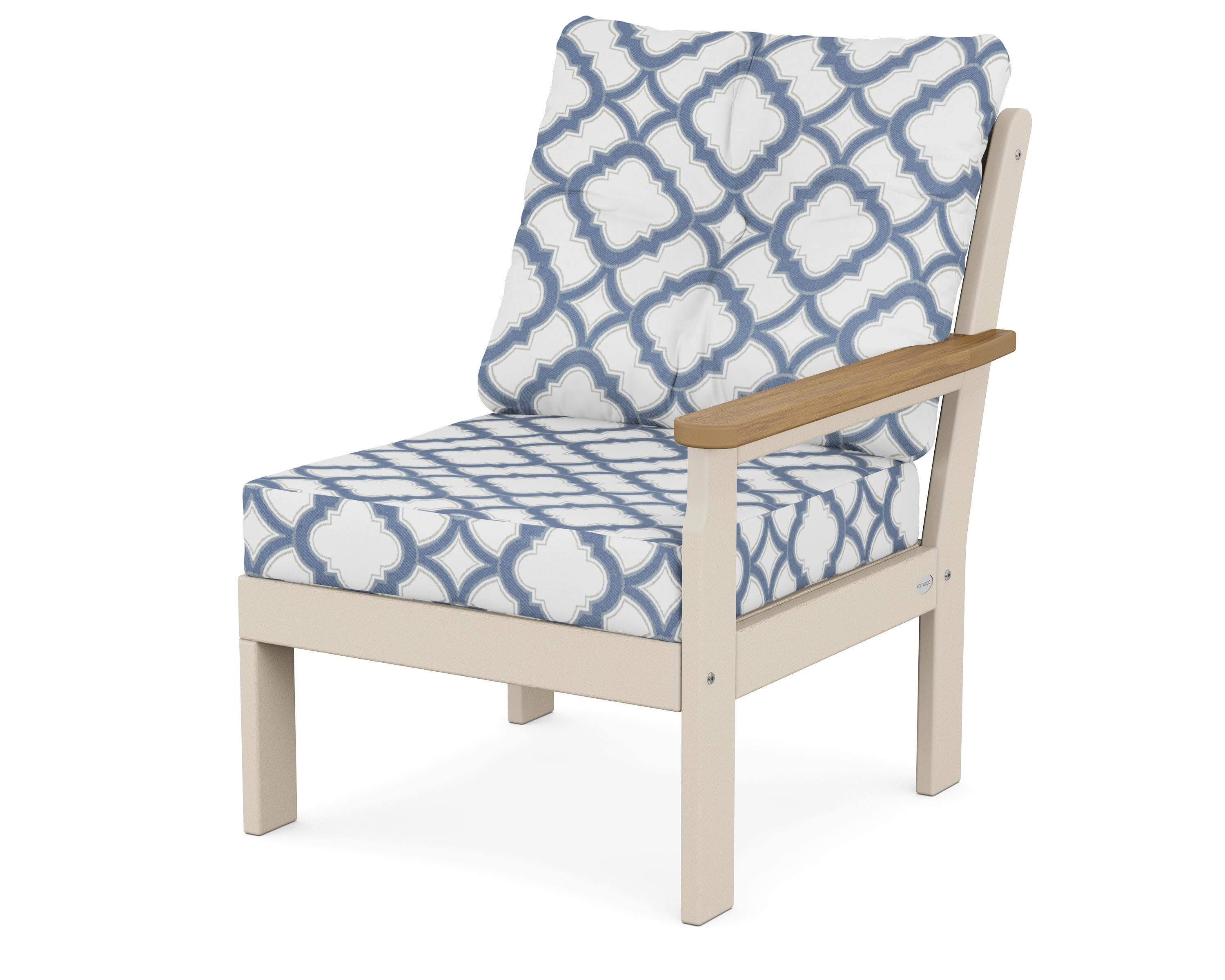 Vineyard Modular Right Arm Chair in Sand / Natural / Trellis Sky Blue
