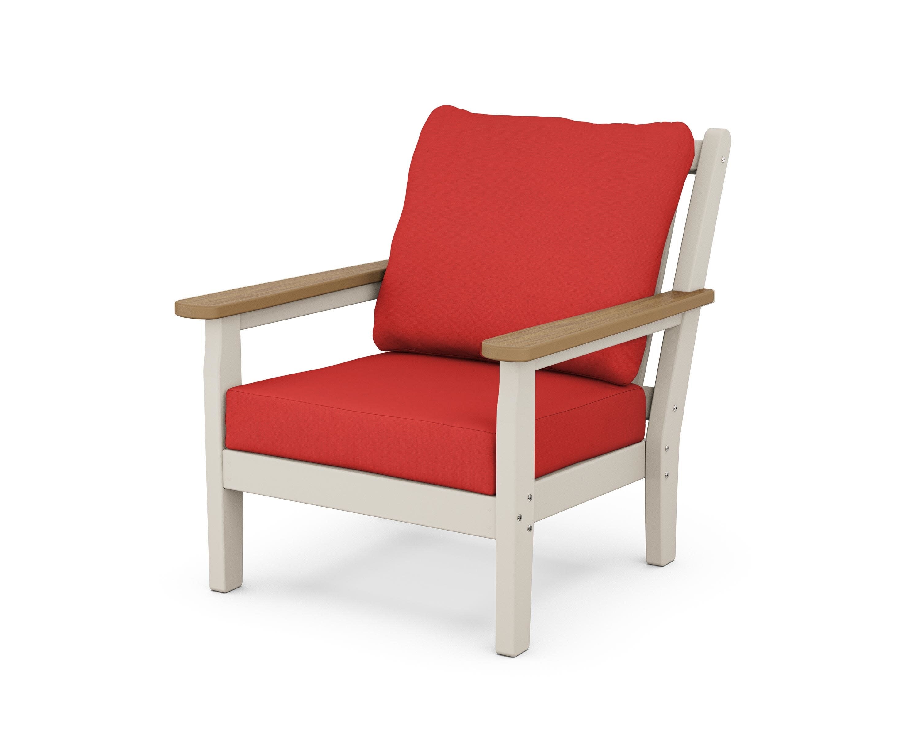 Chippendale Deep Seating Chair in Sand / Natural / Crimson Linen