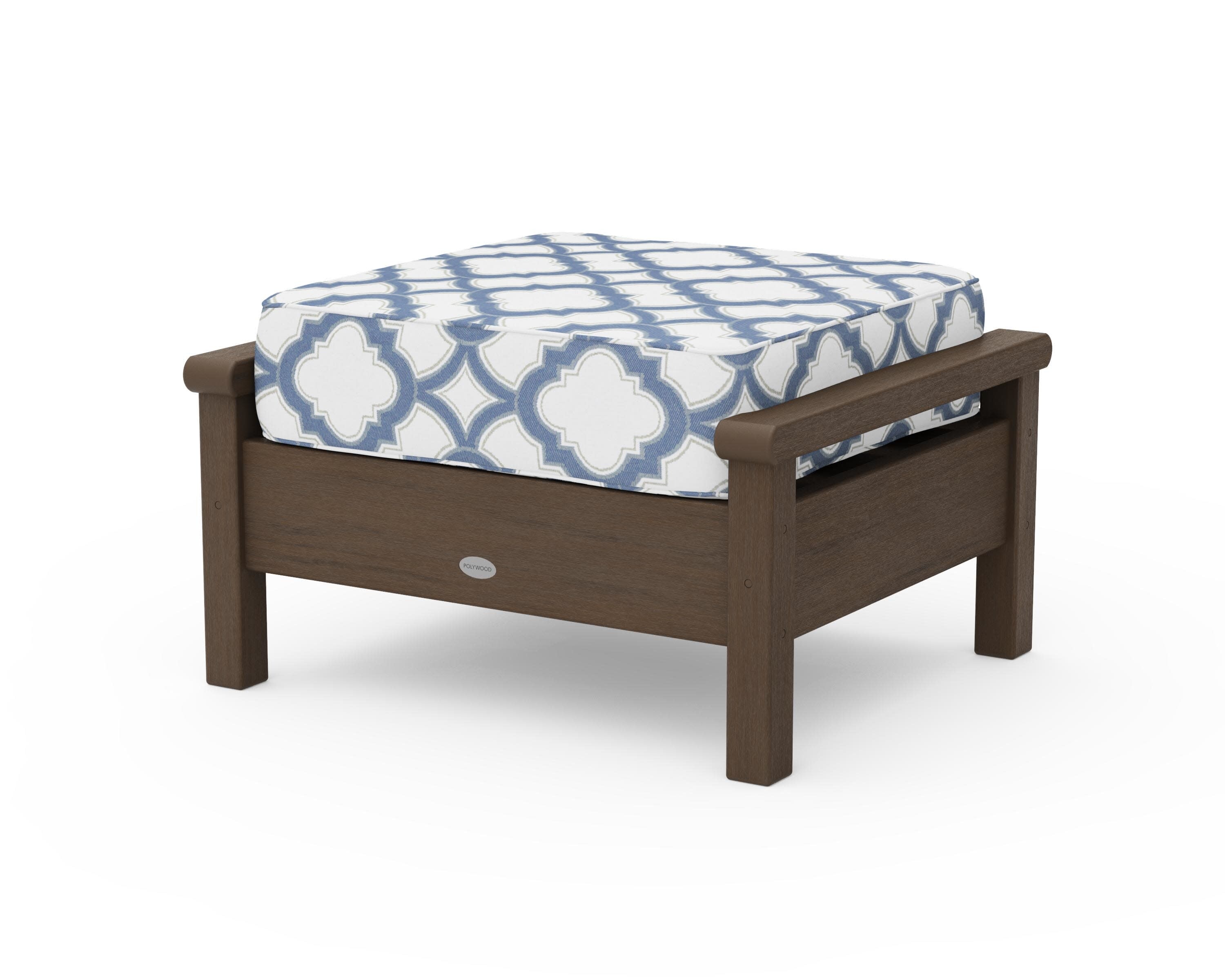 Harbour Deep Seating Ottoman in Kona / Trellis Sky Blue