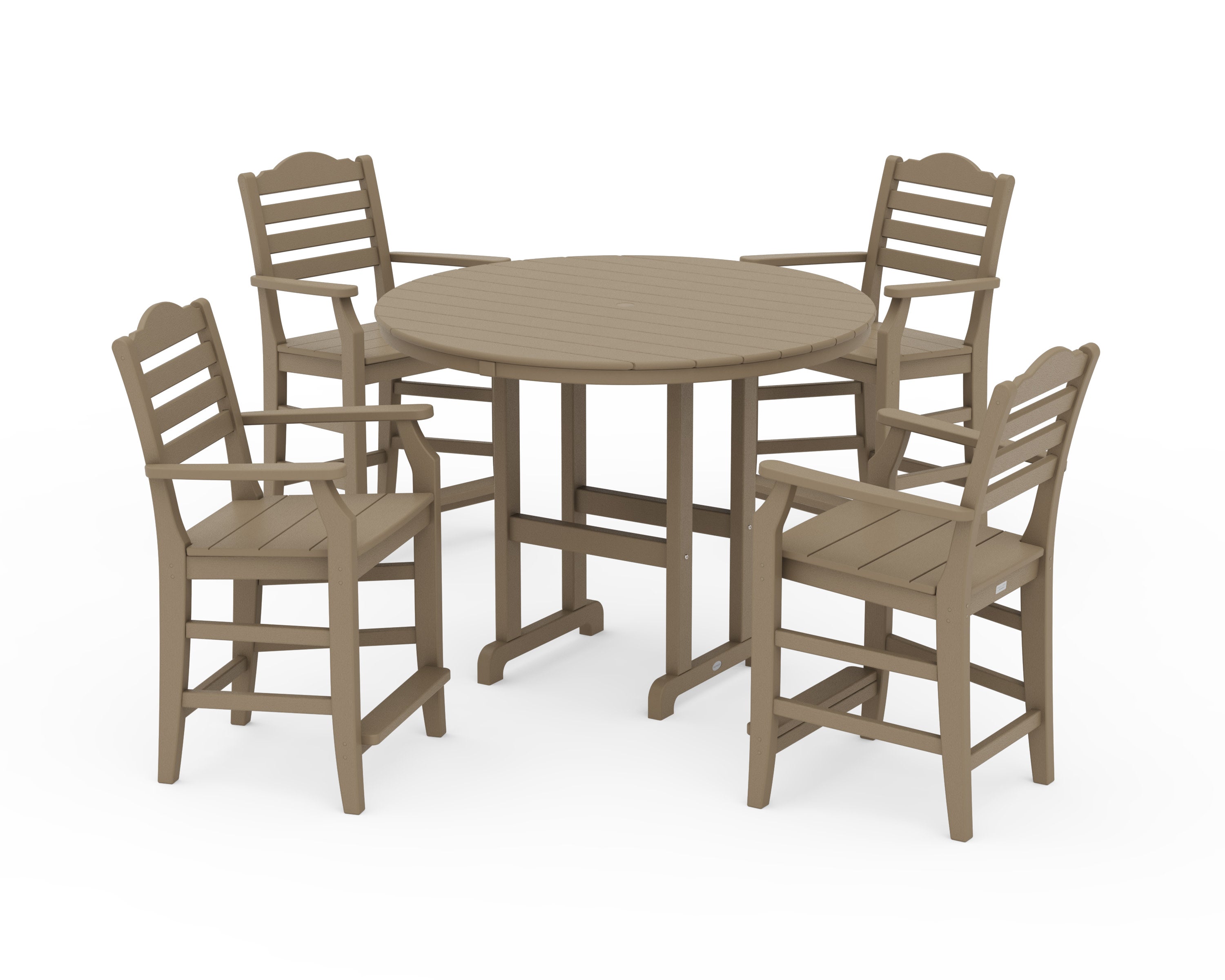 Savannah 5-Piece Round Farmhouse Counter Set in Vintage Sahara
