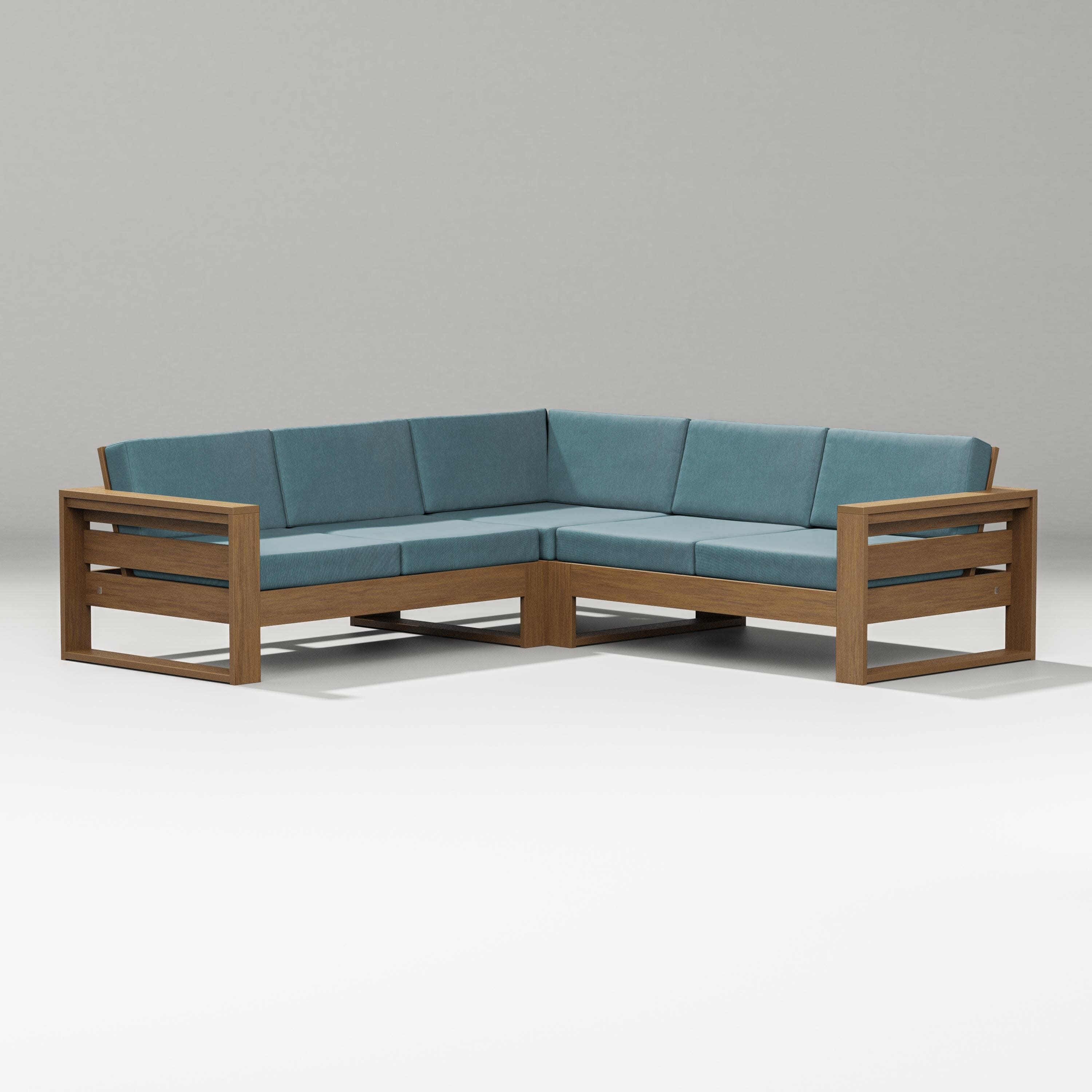 Latitude Corner Sectional in Natural / Ocean Teal