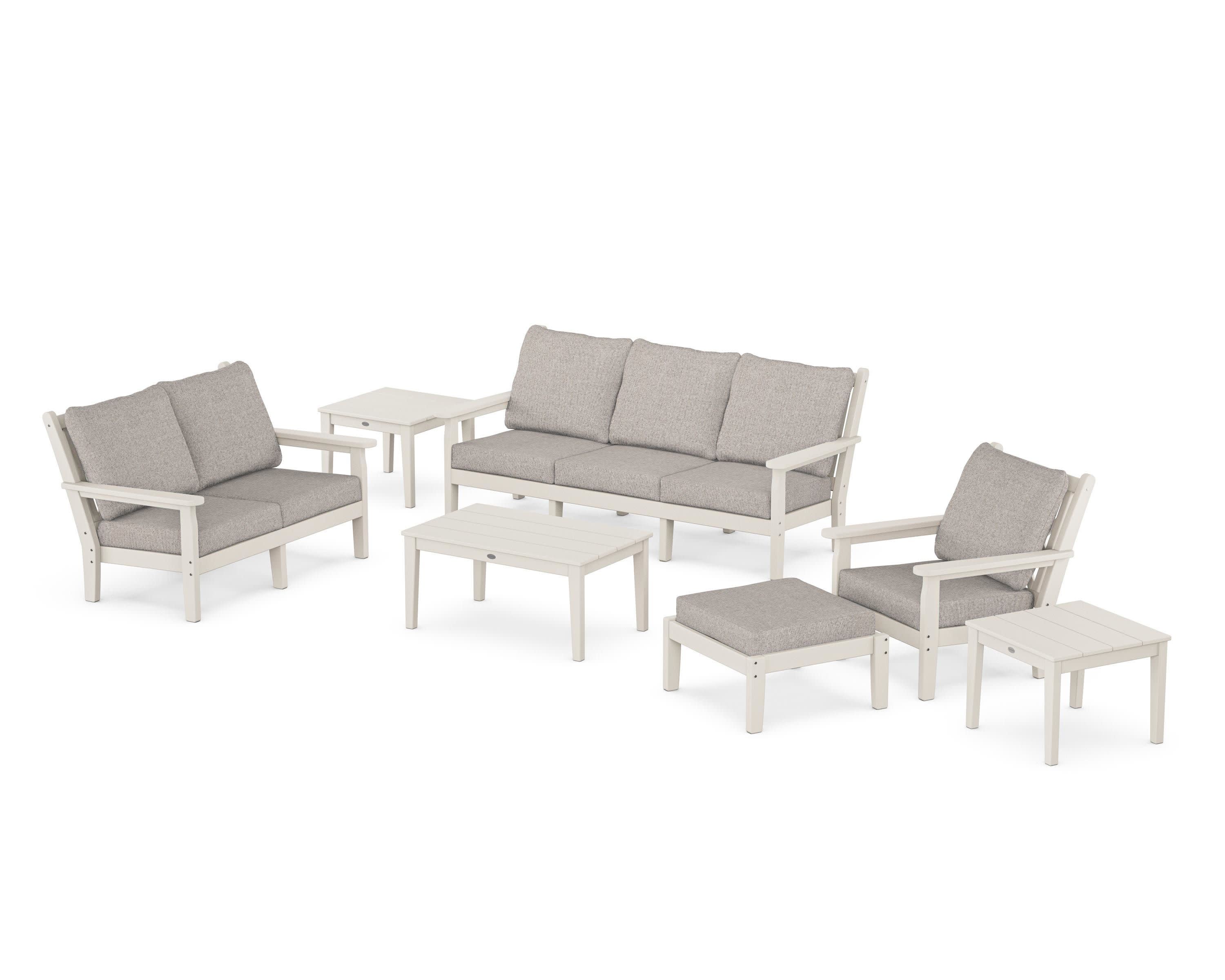 Chippendale 7-Piece Deep Seating Set in Sand / Weathered Tweed