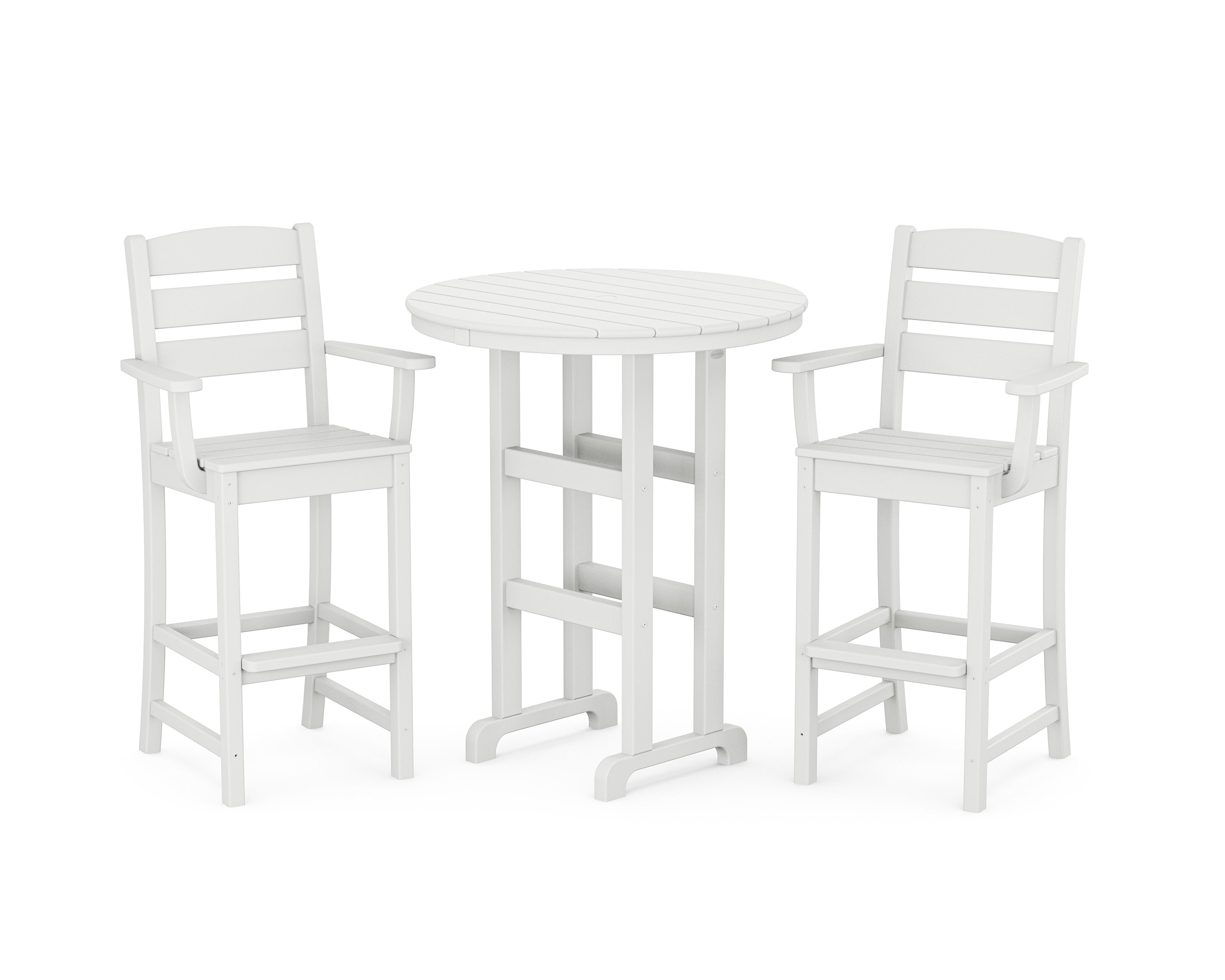 Lakeside 3-Piece Round Bar Arm Chair Set in White