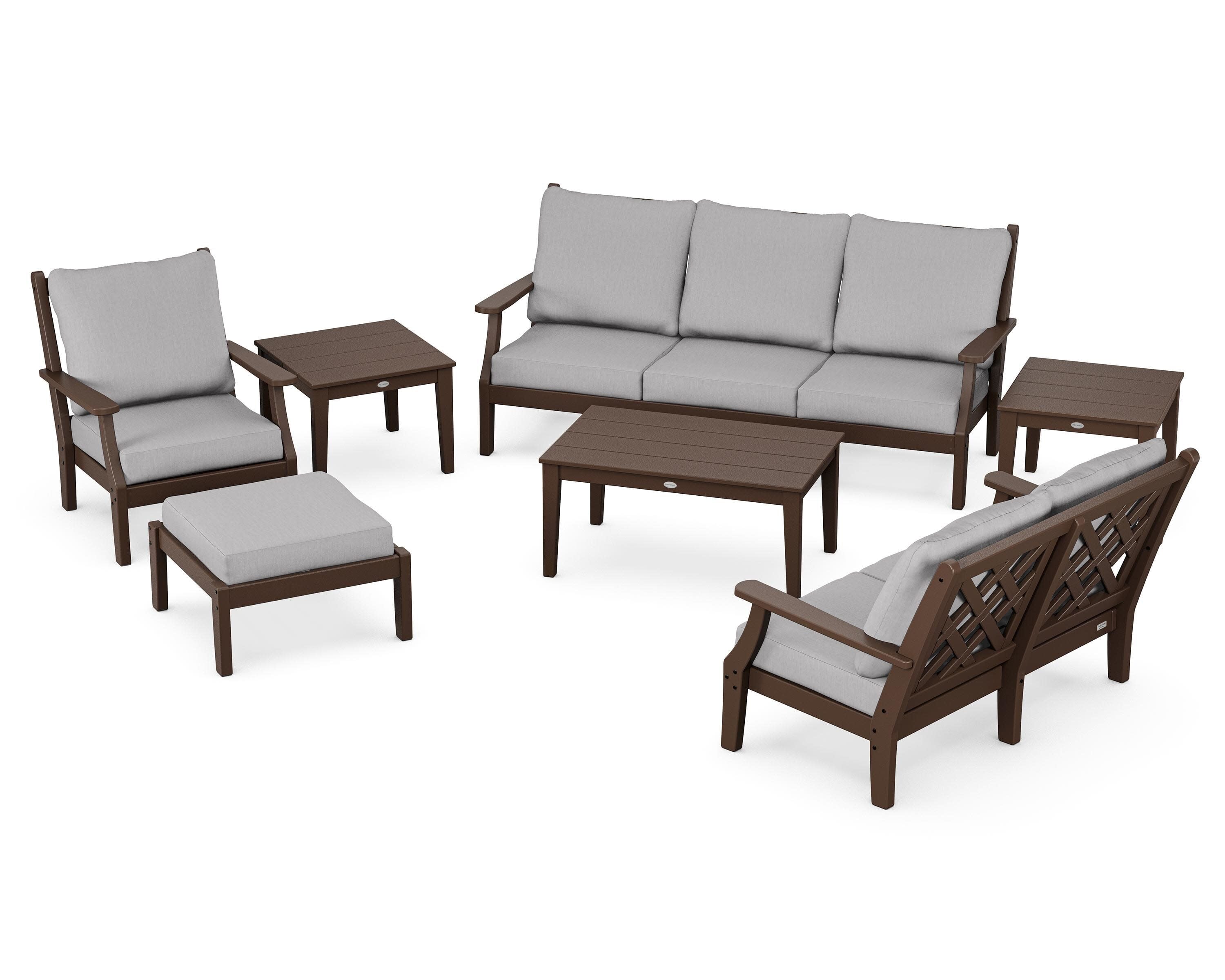 Wovendale 7-Piece Deep Seating Set in Mahogany / Granite