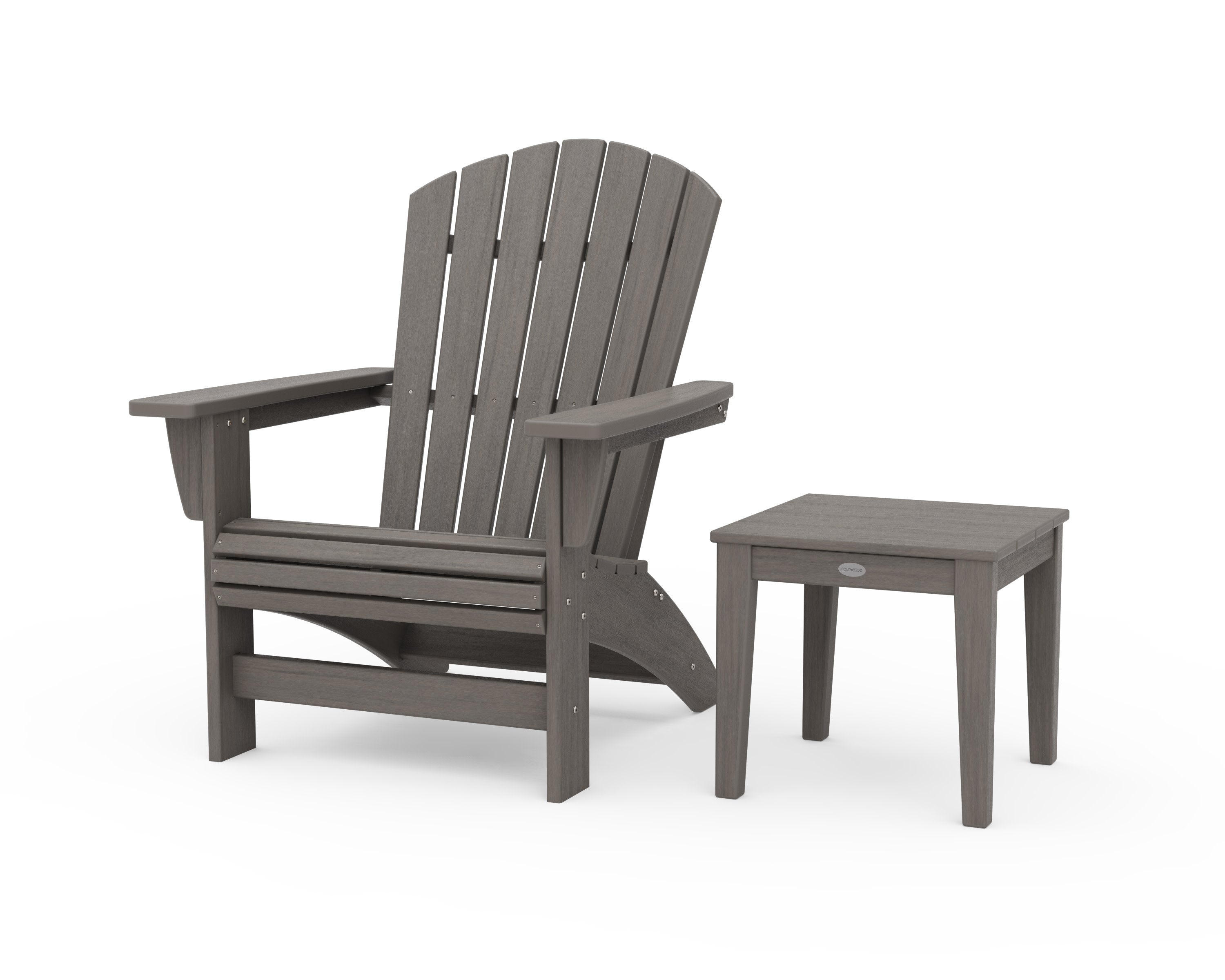 Nautical Grand Adirondack Chair with Side Table in Driftwood