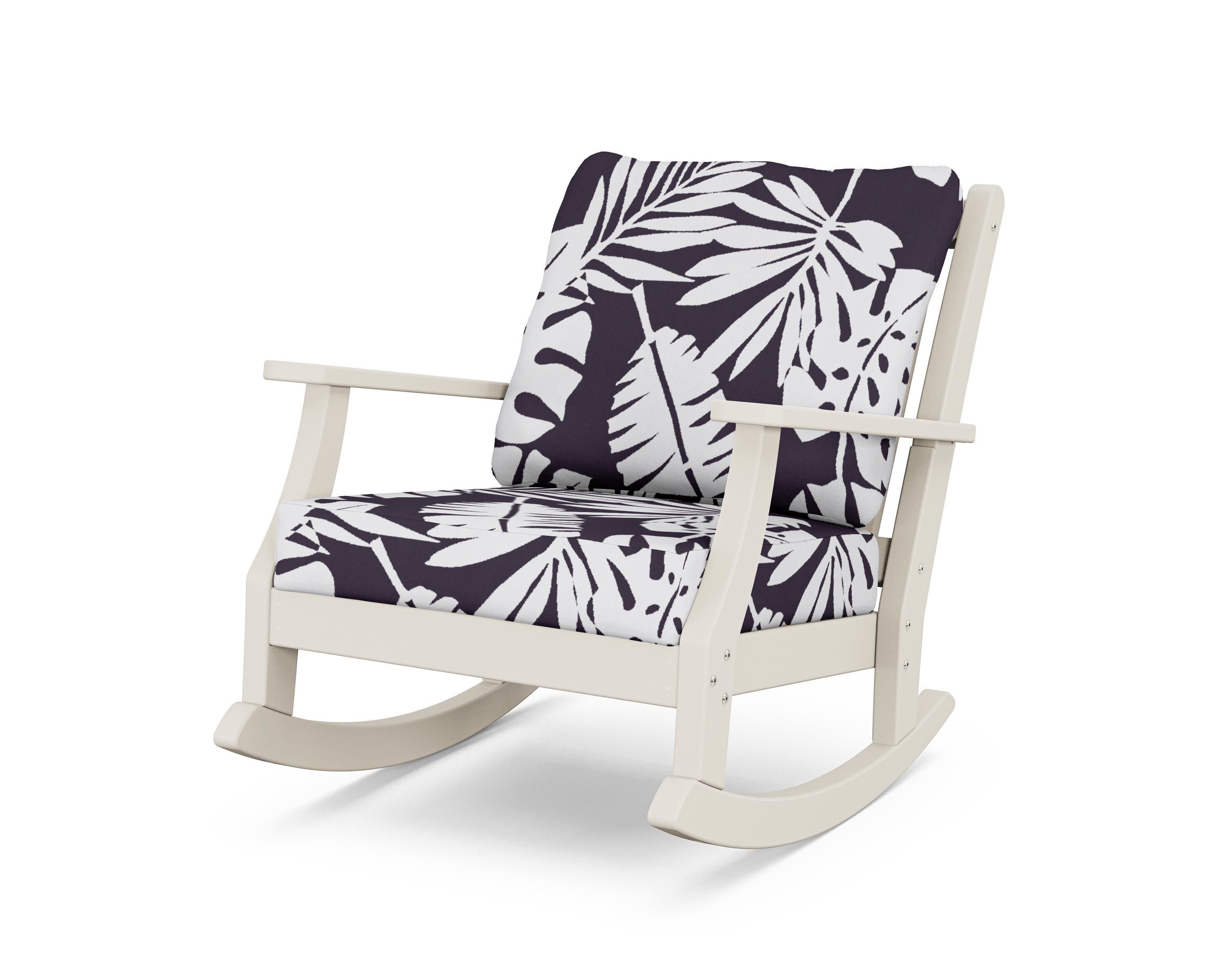 Wovendale Deep Seating Rocking Chair in Sand / Leaf Navy
