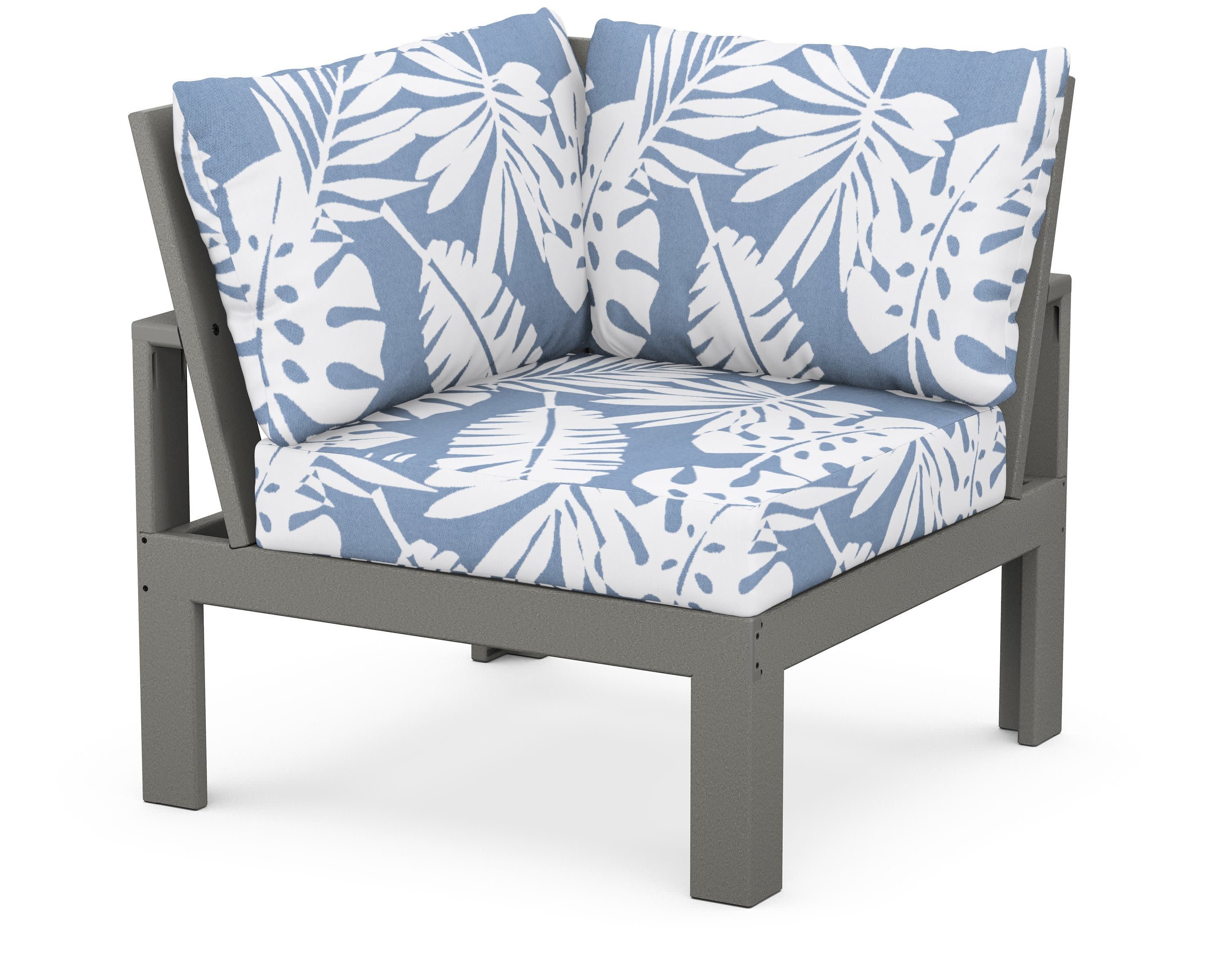 Modular Corner Chair in Slate Grey / Leaf Sky Blue