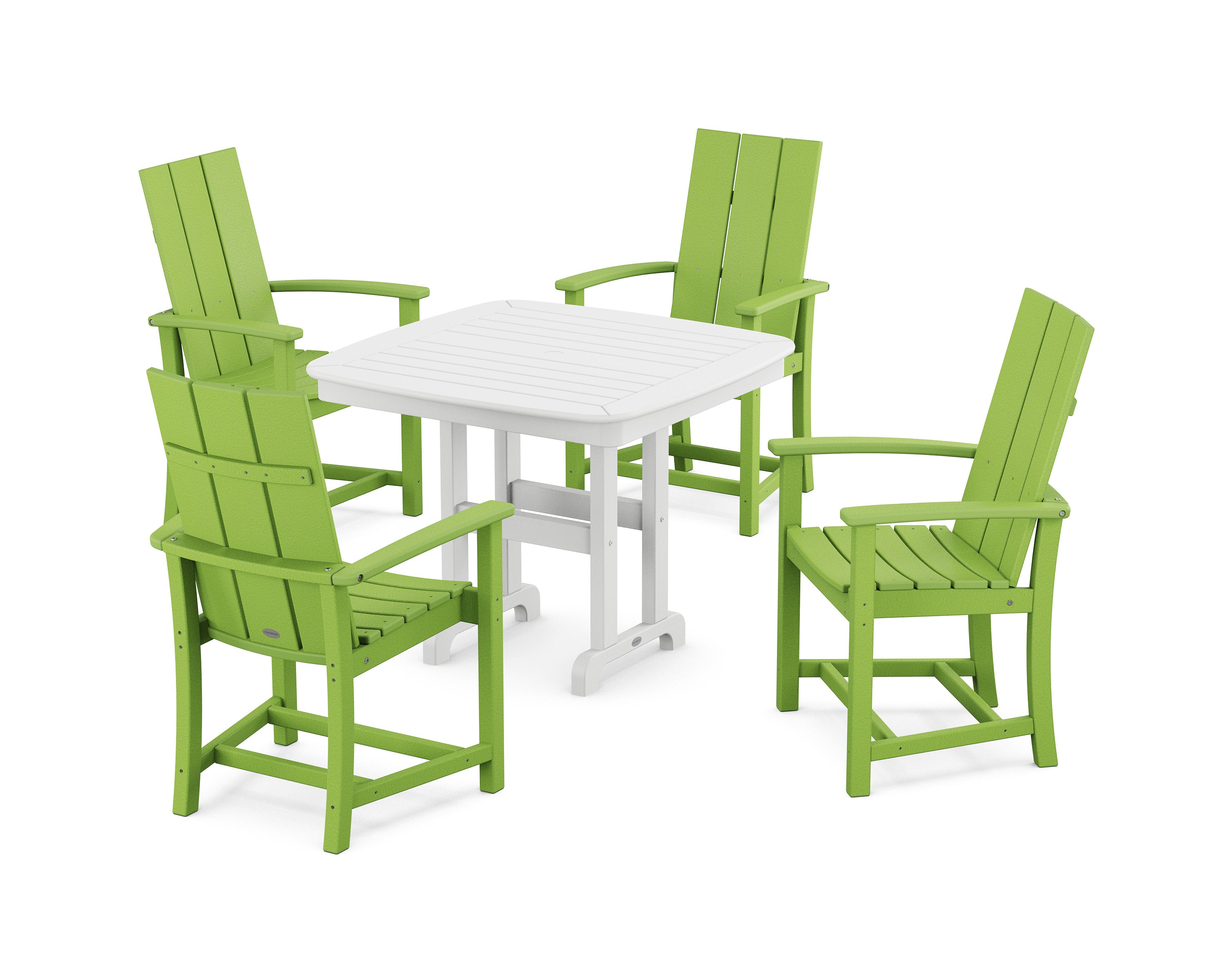 Modern Adirondack 5-Piece Dining Set in Lime / White
