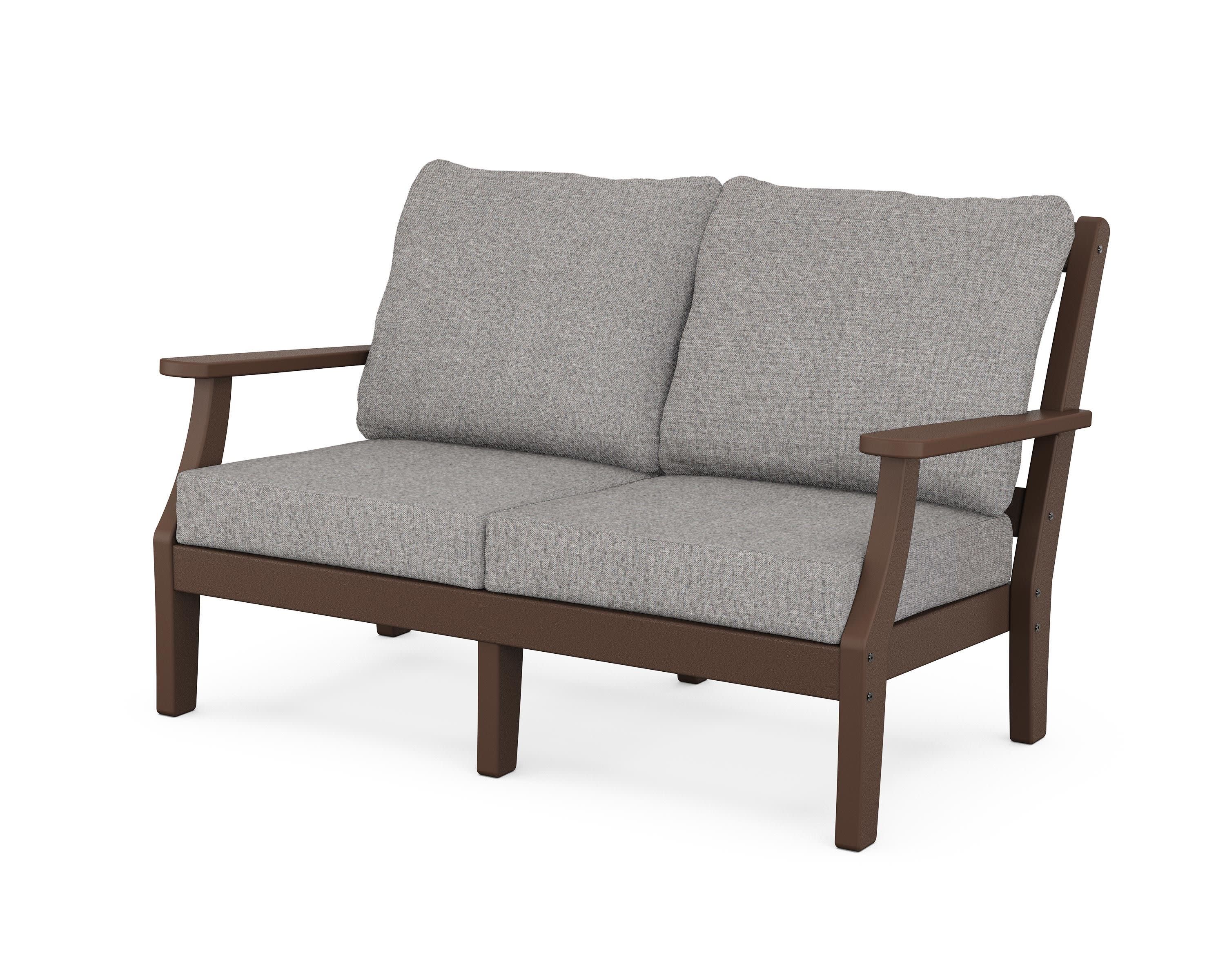 Chinoiserie Deep Seating Loveseat in Mahogany / Grey Mist