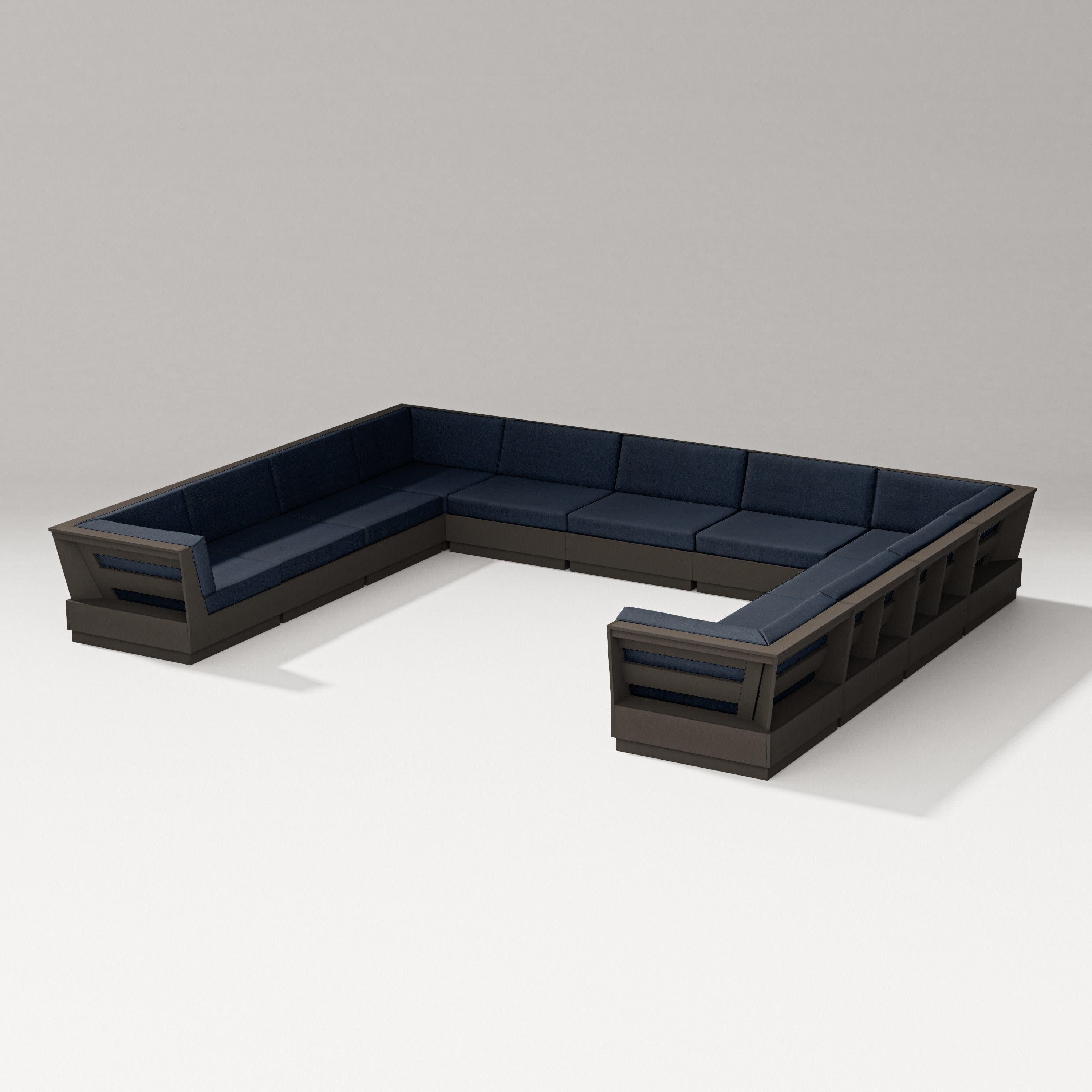 Elevate Large U-Shaped Sectional in Vintage Coffee / Marine Indigo