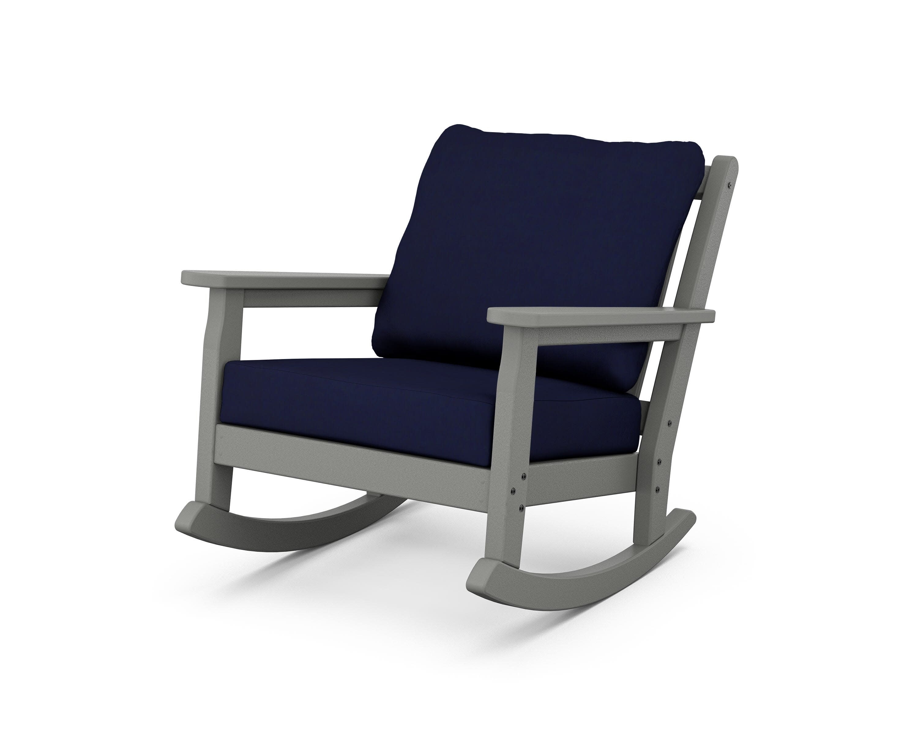 Chippendale Deep Seating Rocking Chair in Slate Grey / Navy