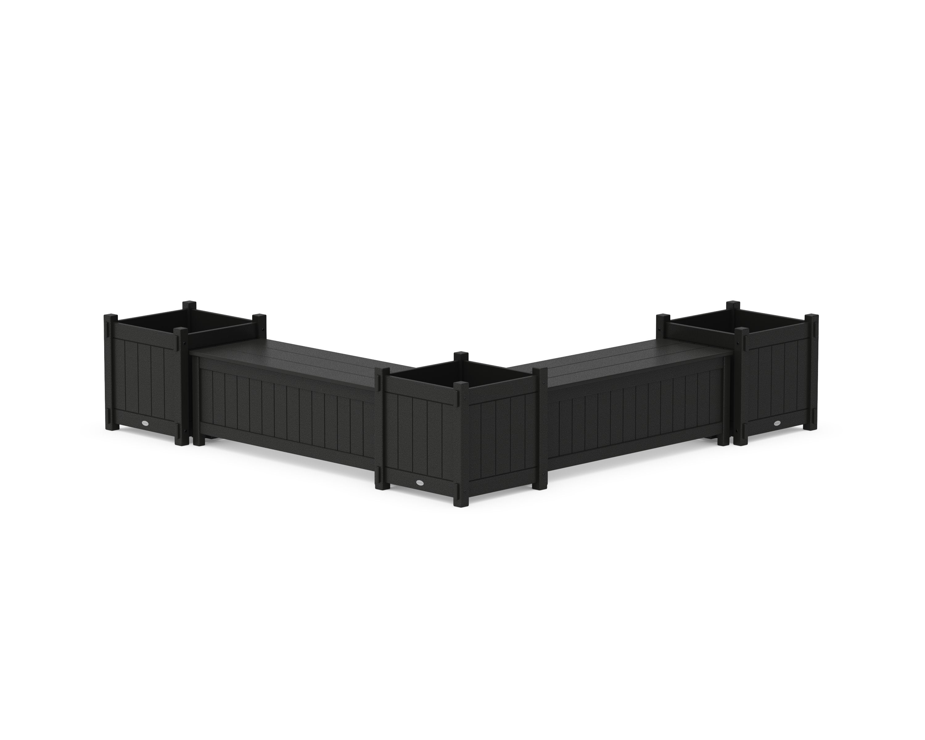 48" Vineyard L- Shaped Planter Storage Bench Corner Set- Large in Black