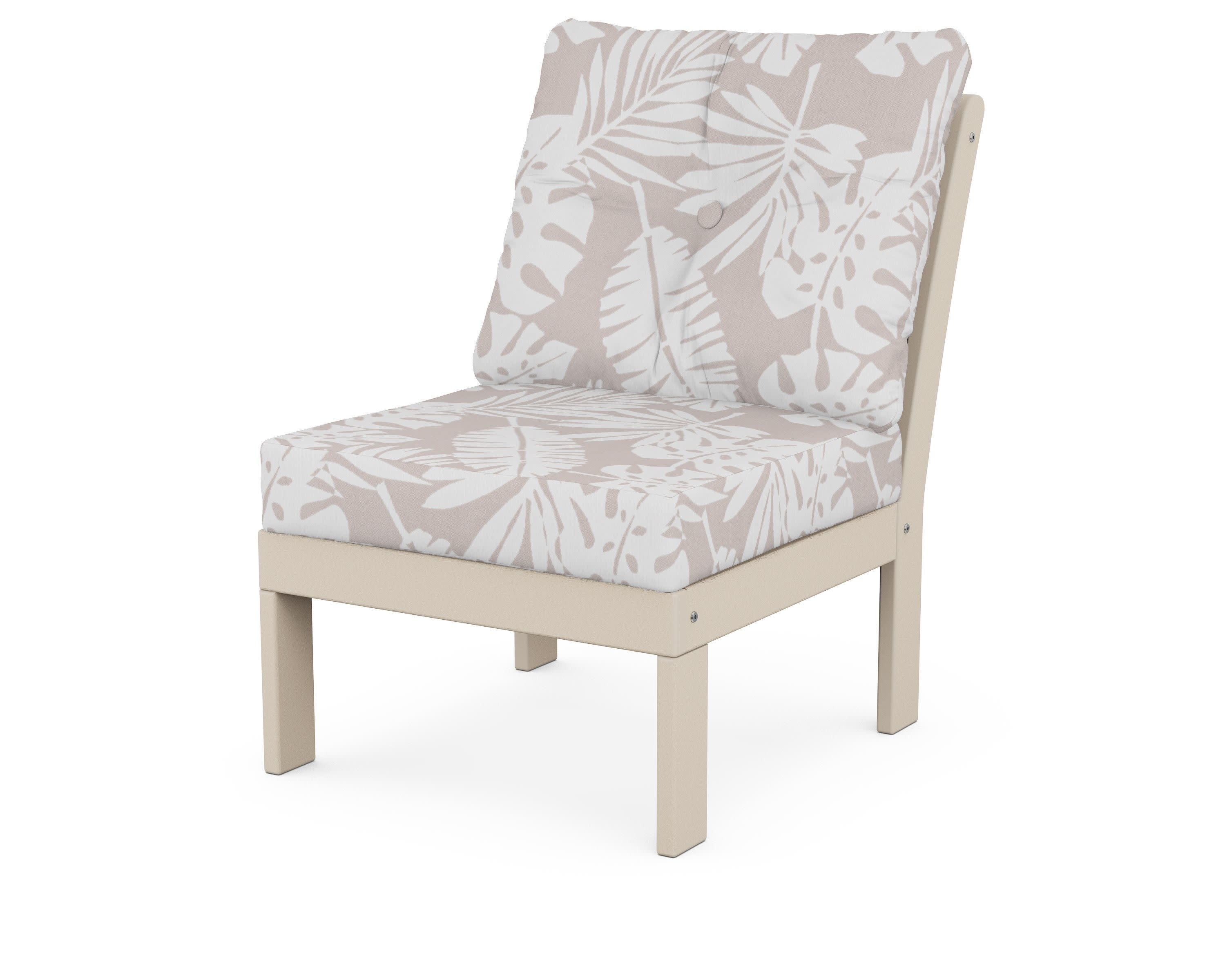 Vineyard Modular Armless Chair in Sand / Leaf Dune Burlap